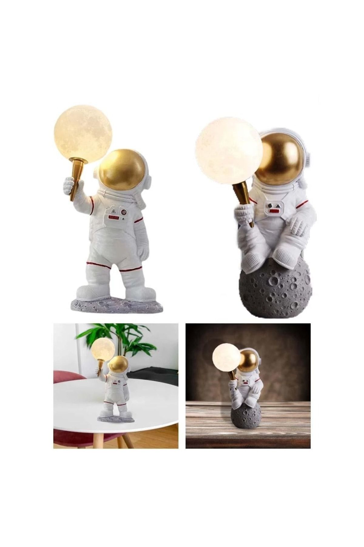 Crystal Palace Çocuk Bebek Odası Masa Lambası - Uzay Temalı Astronot Gece Lambası - Astronotlu Dekoratif Lamba