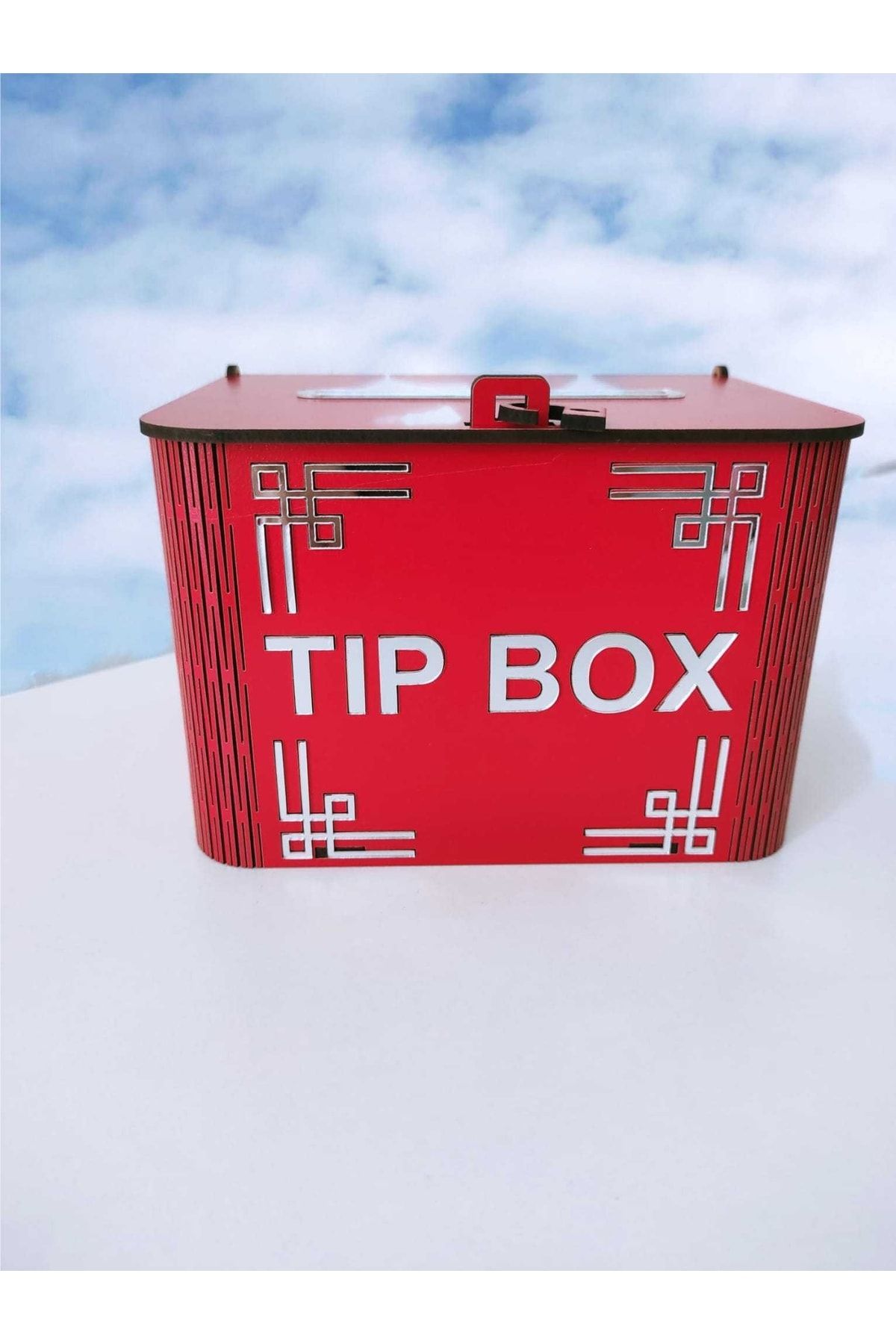 Genel Markalar Dekoratif Kırmızı Ahşap Tip Box Kutu Bahşiş Kutusu Kumbara