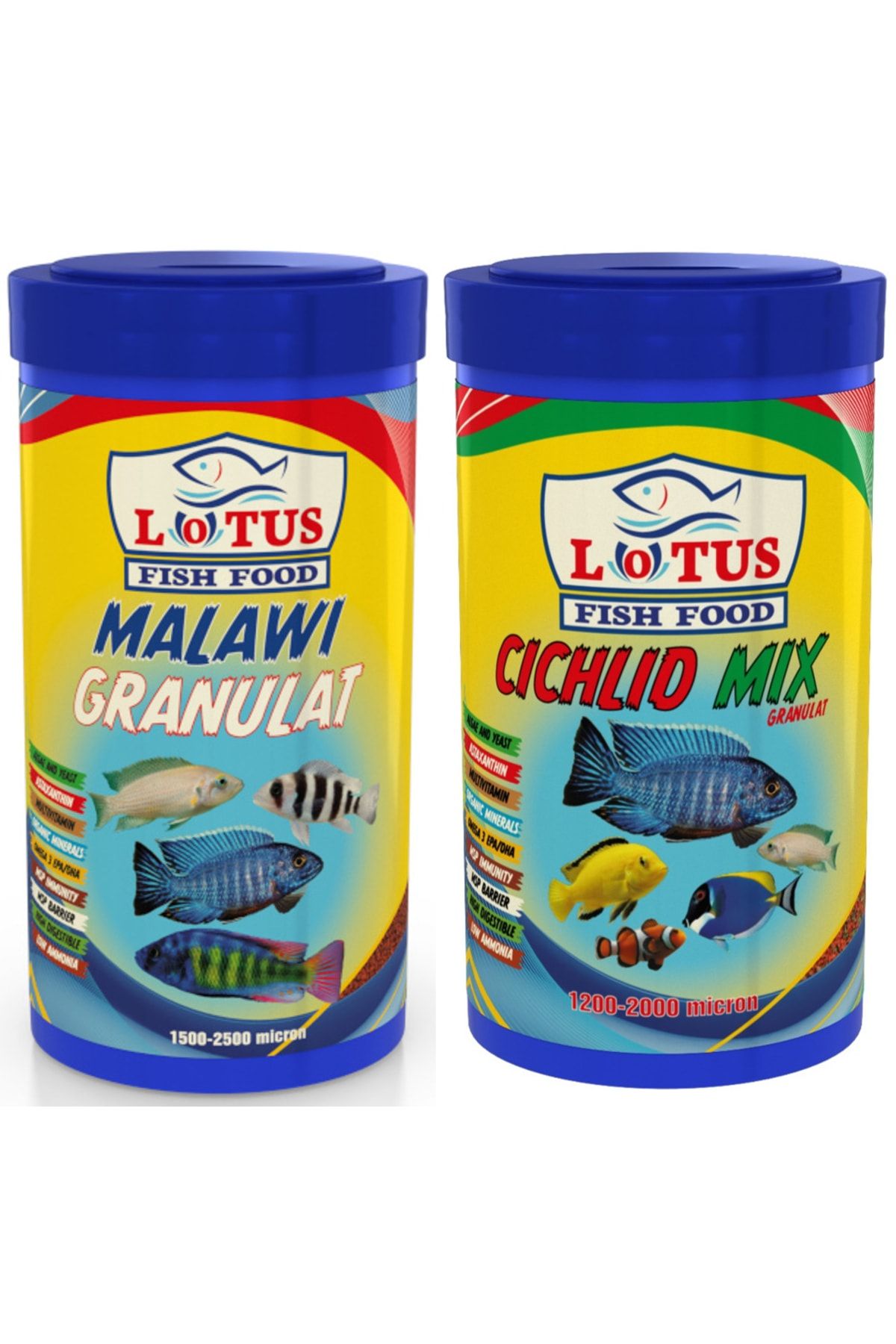 Lotus Malawi Granulat 1000 ml+ Cichlid Mix 1000 ml Balık Yemi