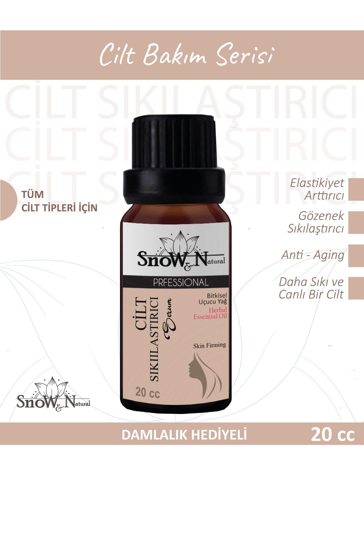 Snow&Natural Cilt Ve Gözenek Sıkılaştırıcı Yaşlanma Karşıtı, Elastikiyet Arttırıcı Serum 20 ml