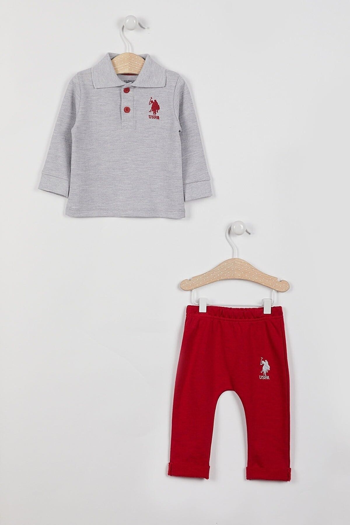 U.S. Polo Assn. Lisanslı Yakalı Erkek Bebek Uzun Kol Sweatshirt Takım