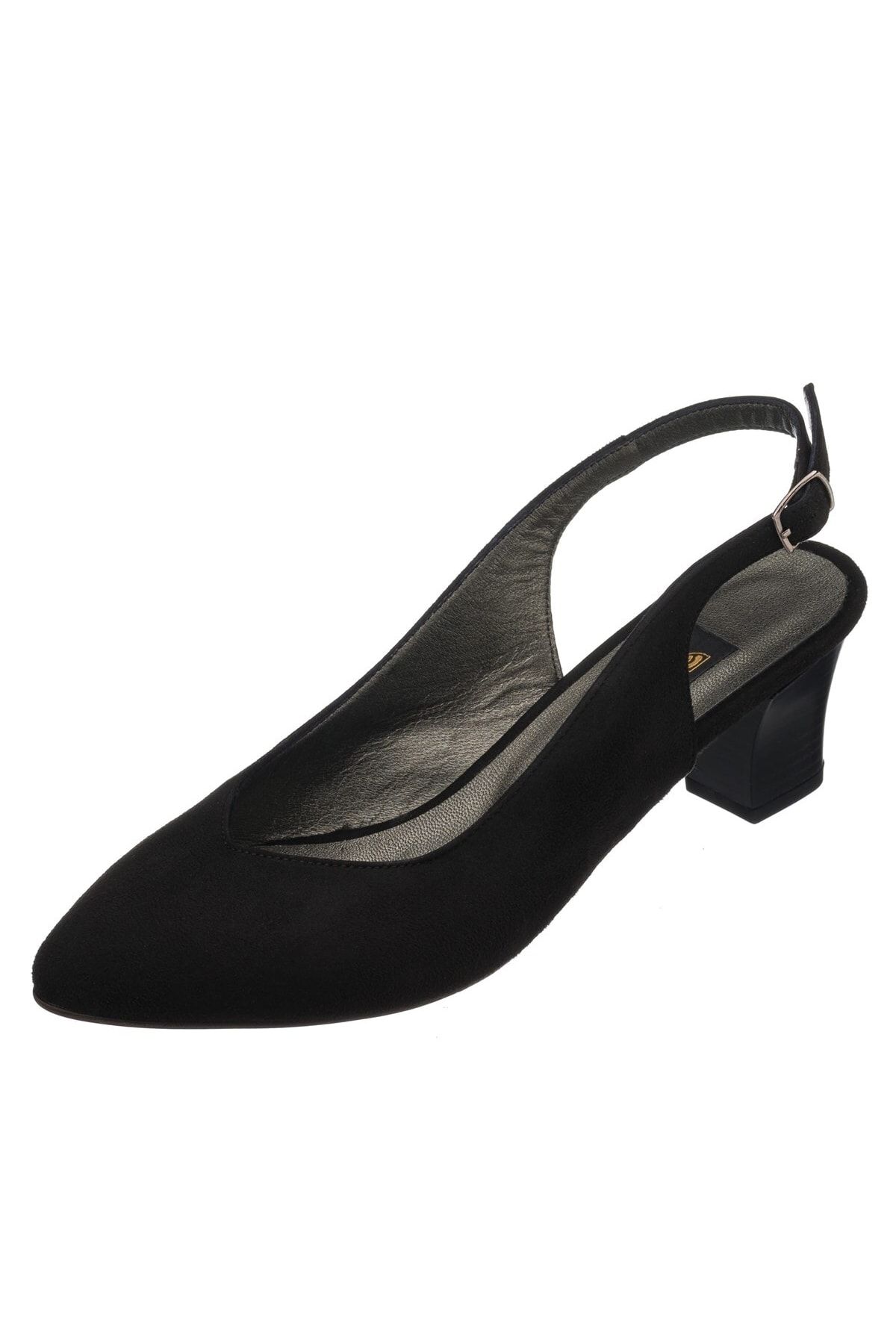 İriadam Ltf00131 Siyah Süet Kısa Topuk Rahat Geniş Kalıp Özel Seri Büyük Numara Topuklu Ayakkabı