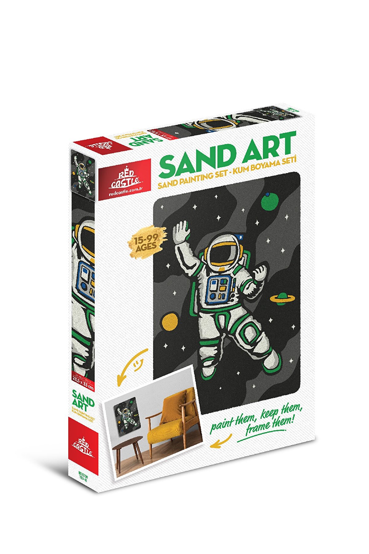 Red Castle Sand Art (KUM SANATI) Astronot, Yetişkin Kum Boyama Aktivite Seti- Yko-10