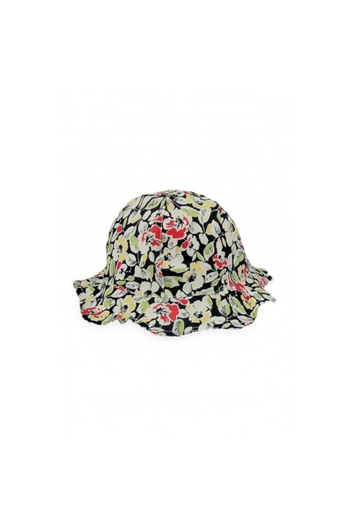 Bay Şapkacı Kız Çocuk Yazlık Çiçekli Bermuda Siyah Şapka 1116