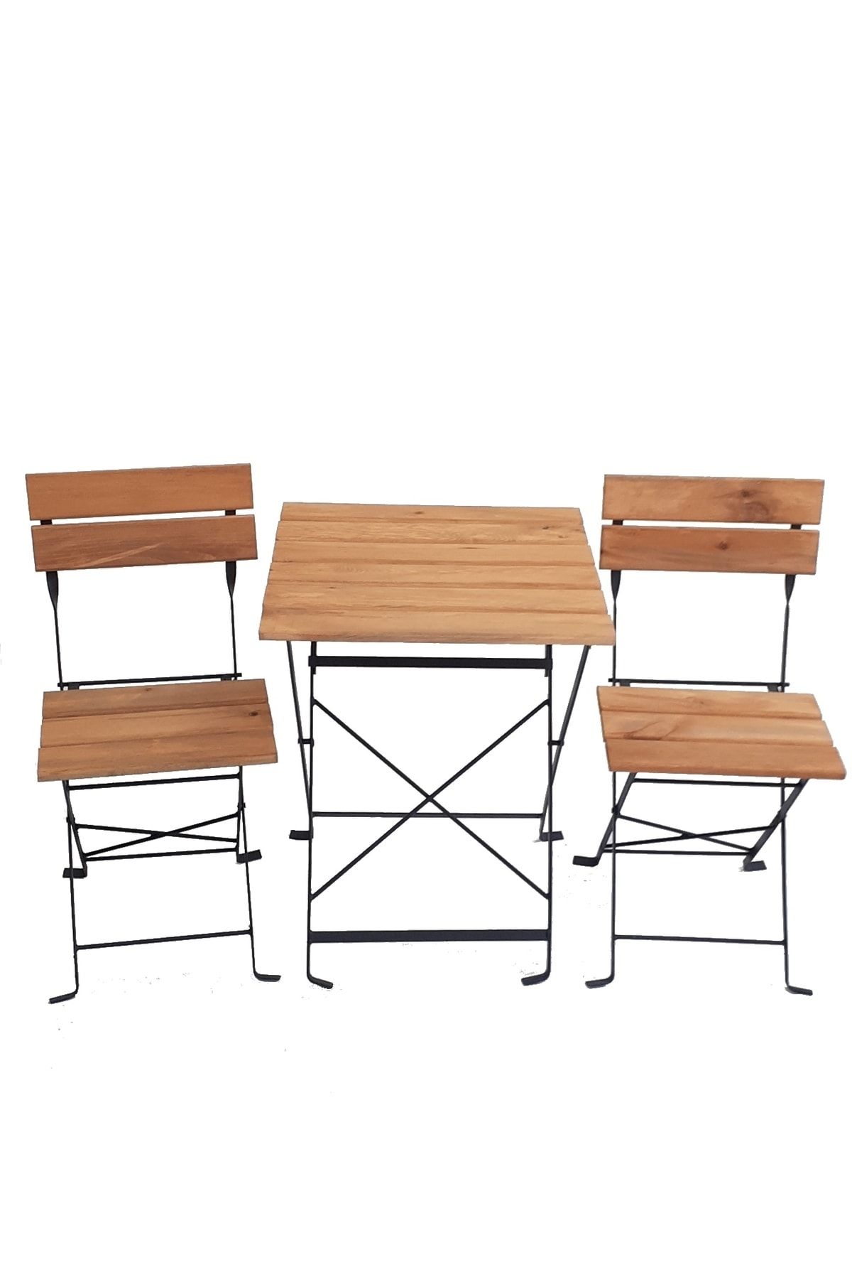 Zemes Design Ahşap Katlanır Masa Sandalye Bahçe Balkon Mutfak Takımı 2 Sandalye 1 Masa Ikea Tipi Bistro Takım