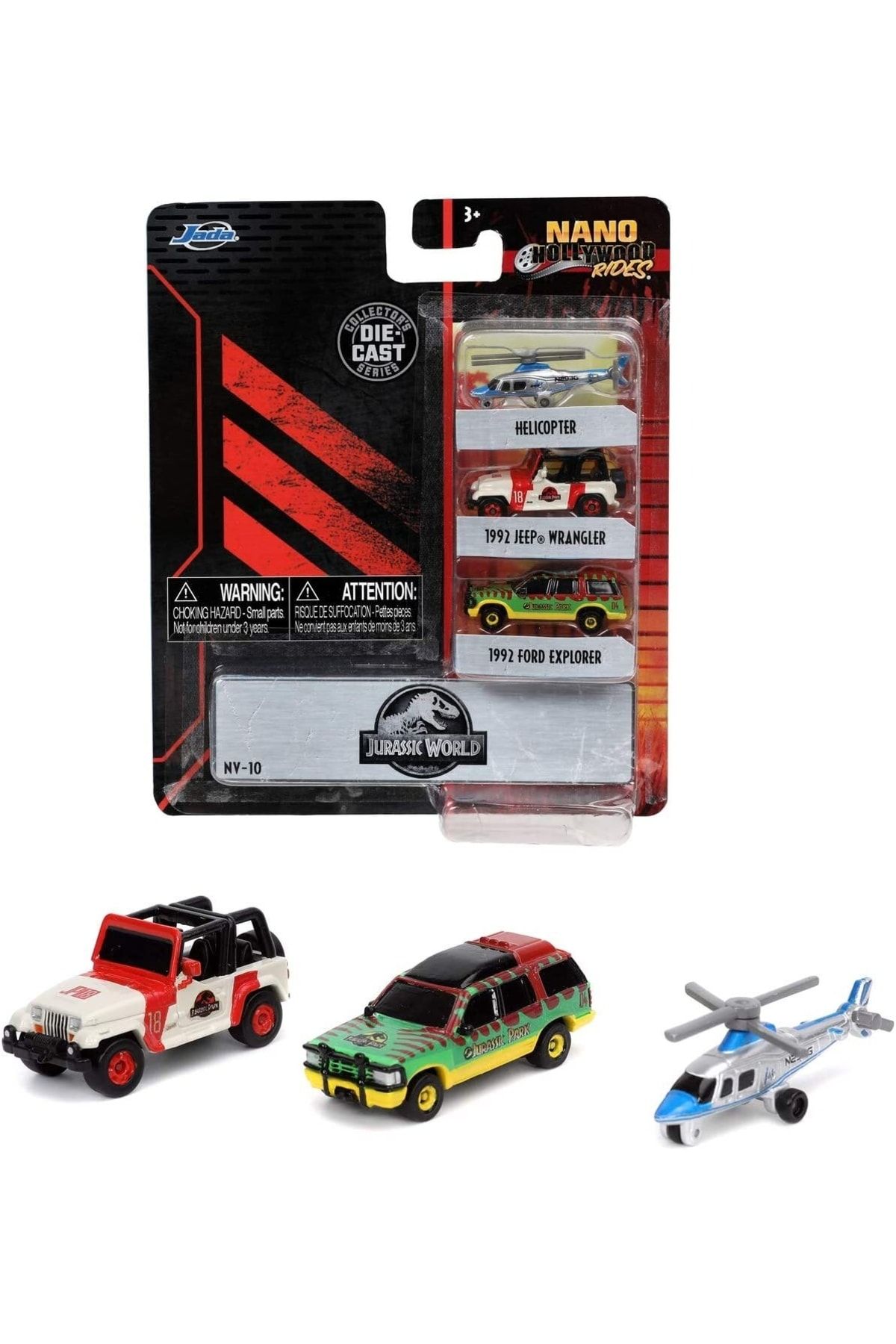 Jada Toys Jurassıc Park 3 Pack Nano Cars, 1:65 Ölçek, 4 Cm, 3 Araba