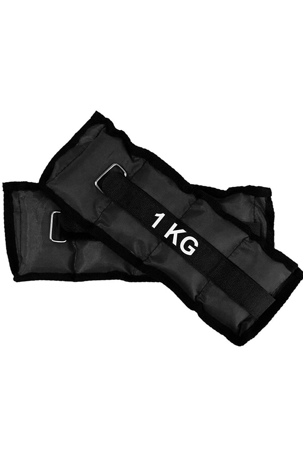 Jet El Ve Ayak Bilek Ağırlığı 2x1 Kg Kum Torbası Korsesi Ağırlık Kas Güçlendirmek Pilates 1kg Siyah Set