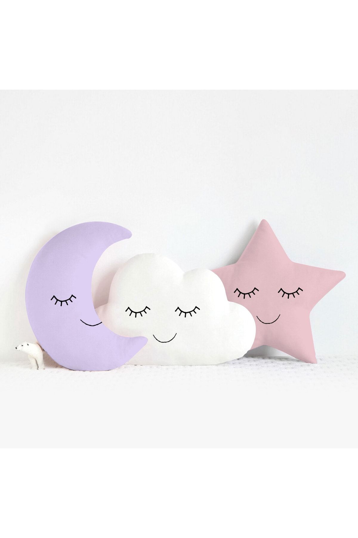 Miomundo Bebek Ve Çocuk Odası Ay-yıldız-bulut Yastık Seti Uyku Arkadaşları Süs Yastıkları Üçlü Kombin