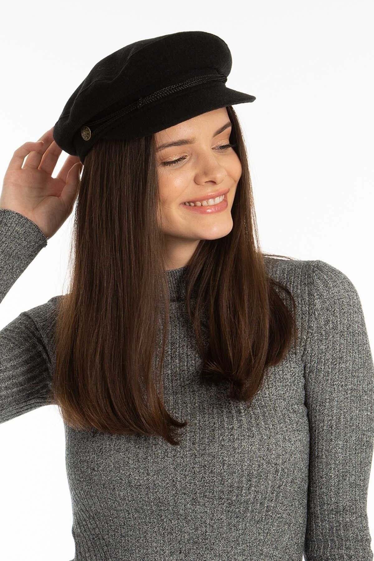 Bro Fashion Kadın Kaptan Denizci Tip Kaşe Kasket Şapka