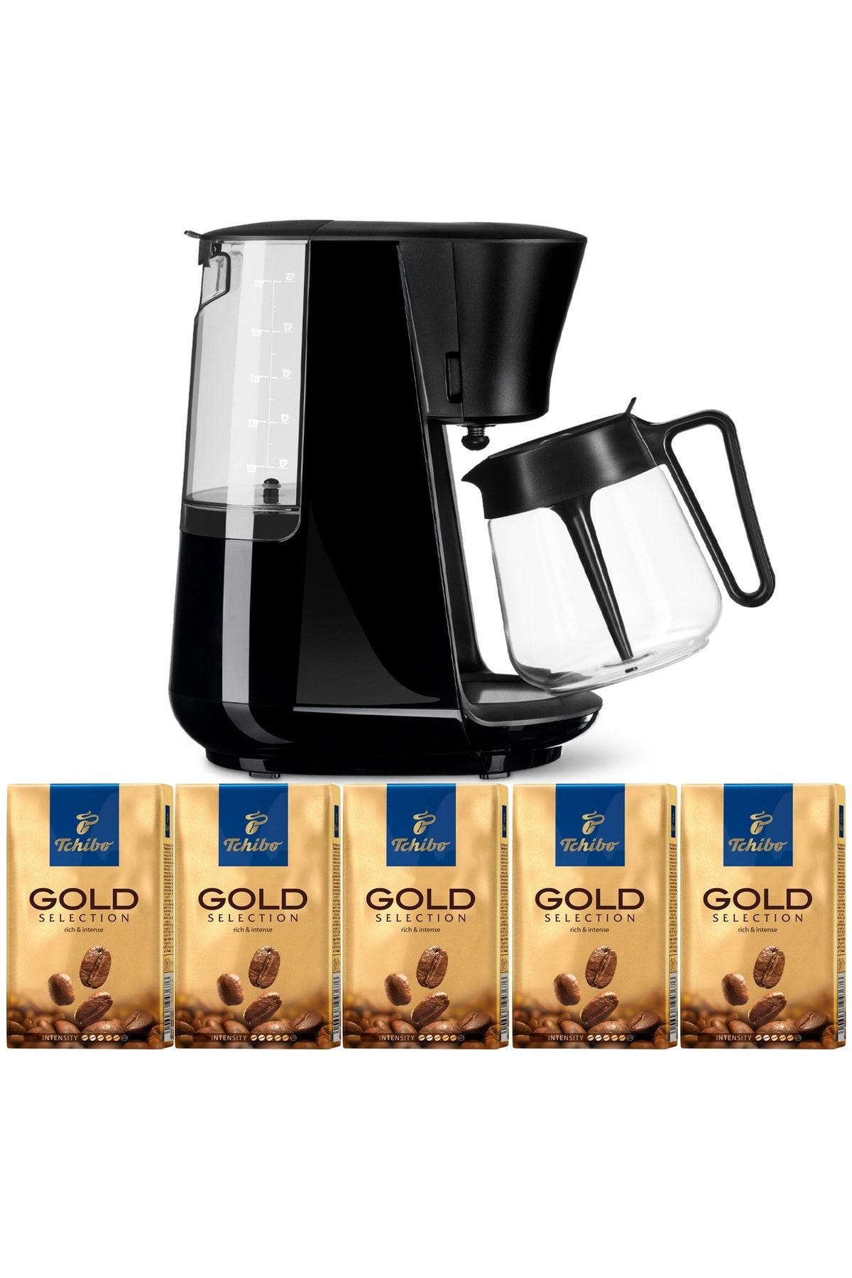 Tchibo Filtre Kahve Makinesi Let's Brew Siyah + 5 Paket Gold Selection 250 Gr