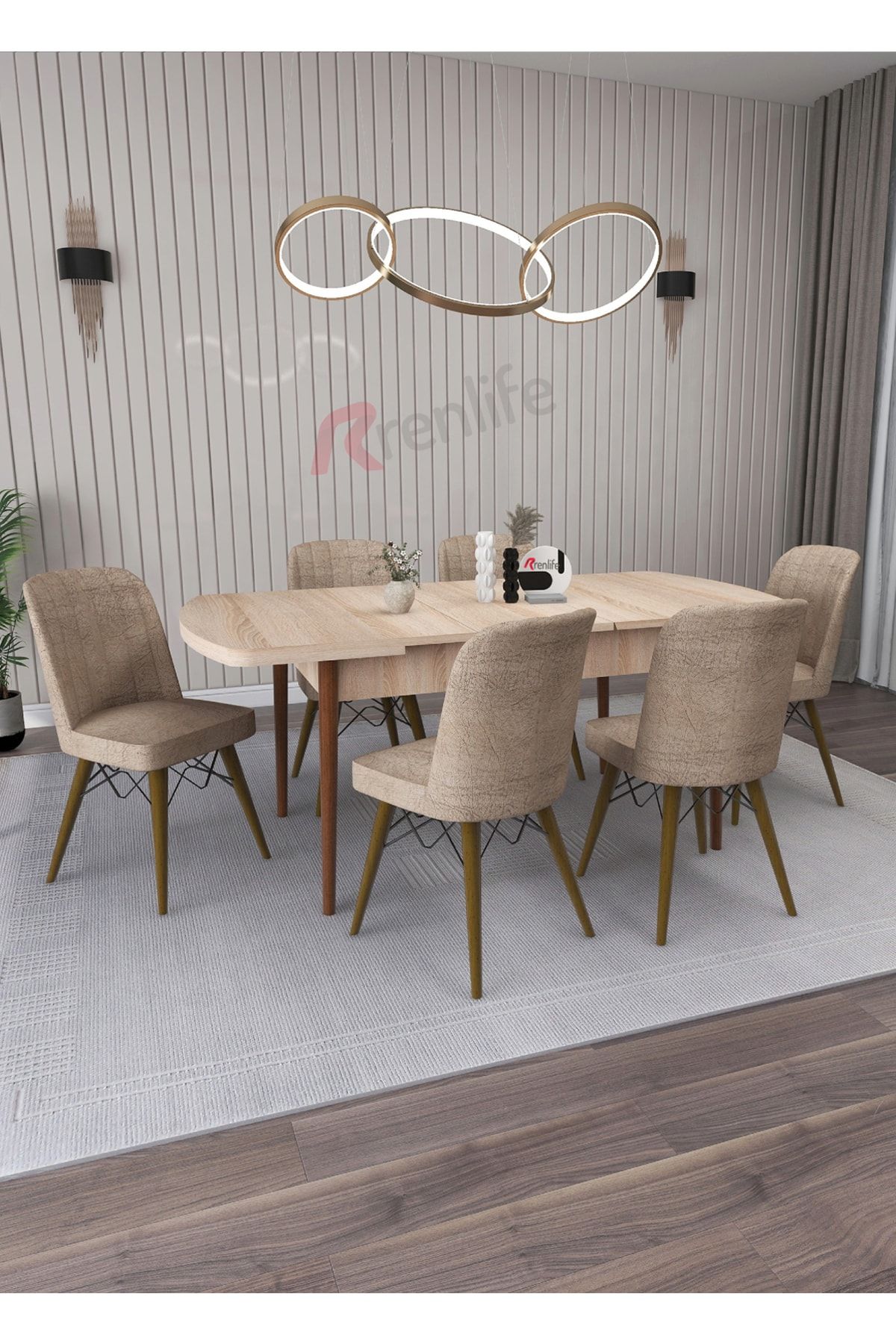 Renlife Masa Sandalye Takımı Salon/mutfak Masası Açılabilir 6 Kişilik (sonomo-cappuccino Sandalye)