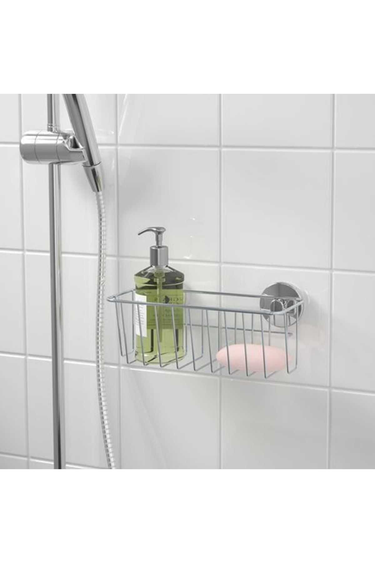 IKEA Duş Sepeti Vantuzlu Meridyendukkan Çinko Kaplama 24x11 Cm Çelik, Galvanizli, Banyo Duvar Rafı