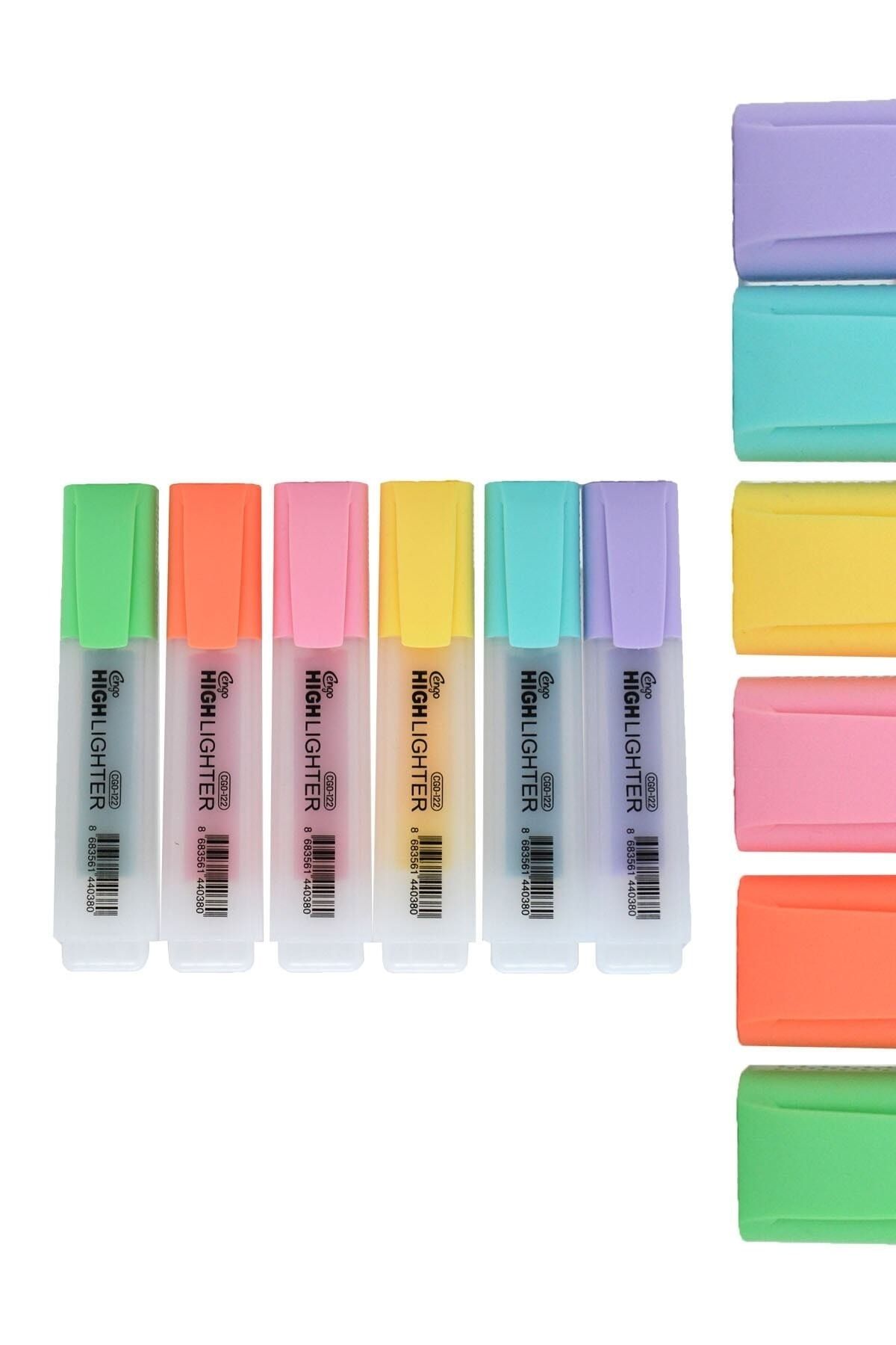 Cengo Pastel Renk Fosforlu Işaretleme Kalemi 6 Lı Set