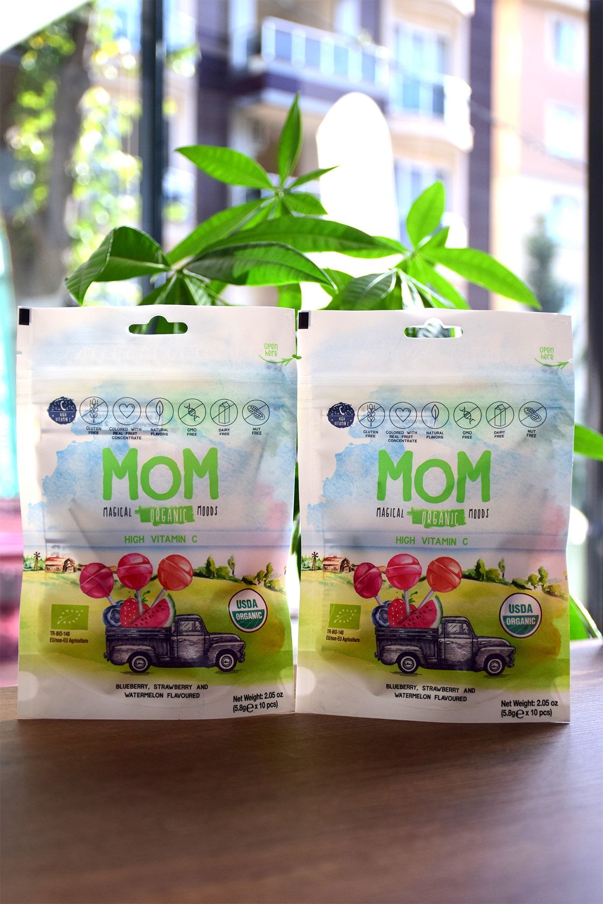 MOM Sertifikalı Organik Lolipop 2li Set Rafine Şekersiz ( Çilek,karpuz,yabanmersini Ve C Vitaminli )