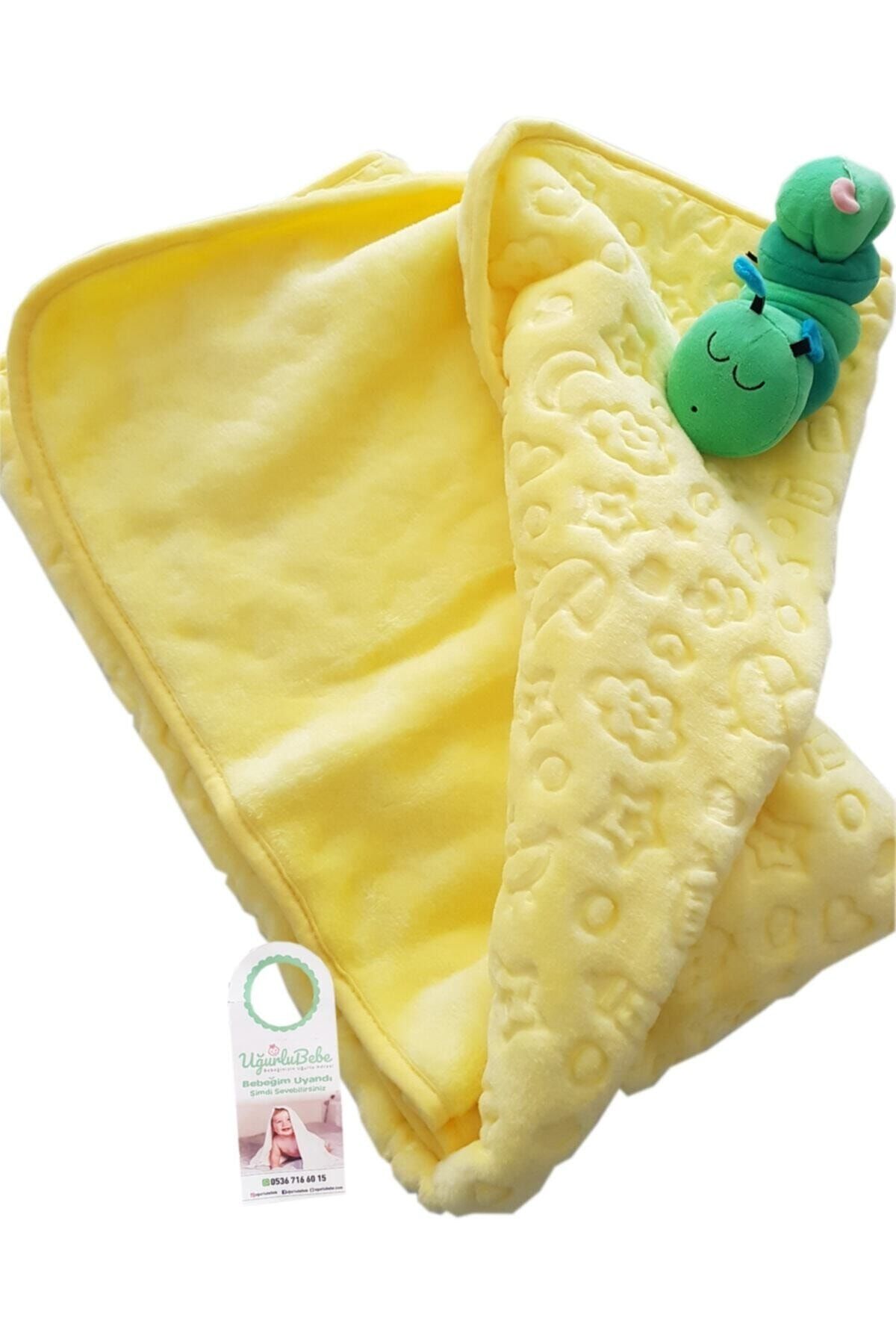 Uğurlu Bebe Sarı Pamuklu Bebek Battaniyesi 100x120 cm Ubg2183