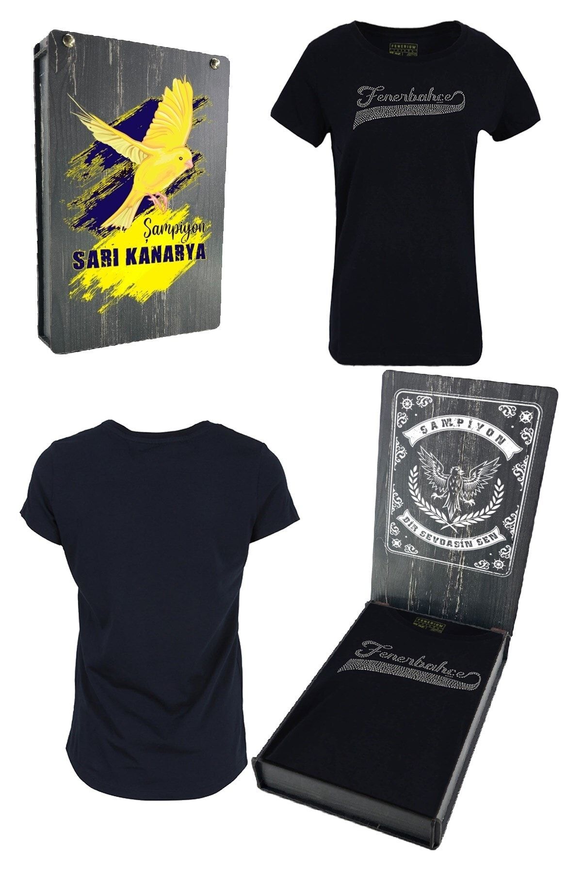 Fenerbahçe Orijinal Kadın El Yazısı T-shirt Ahşap Kutulu