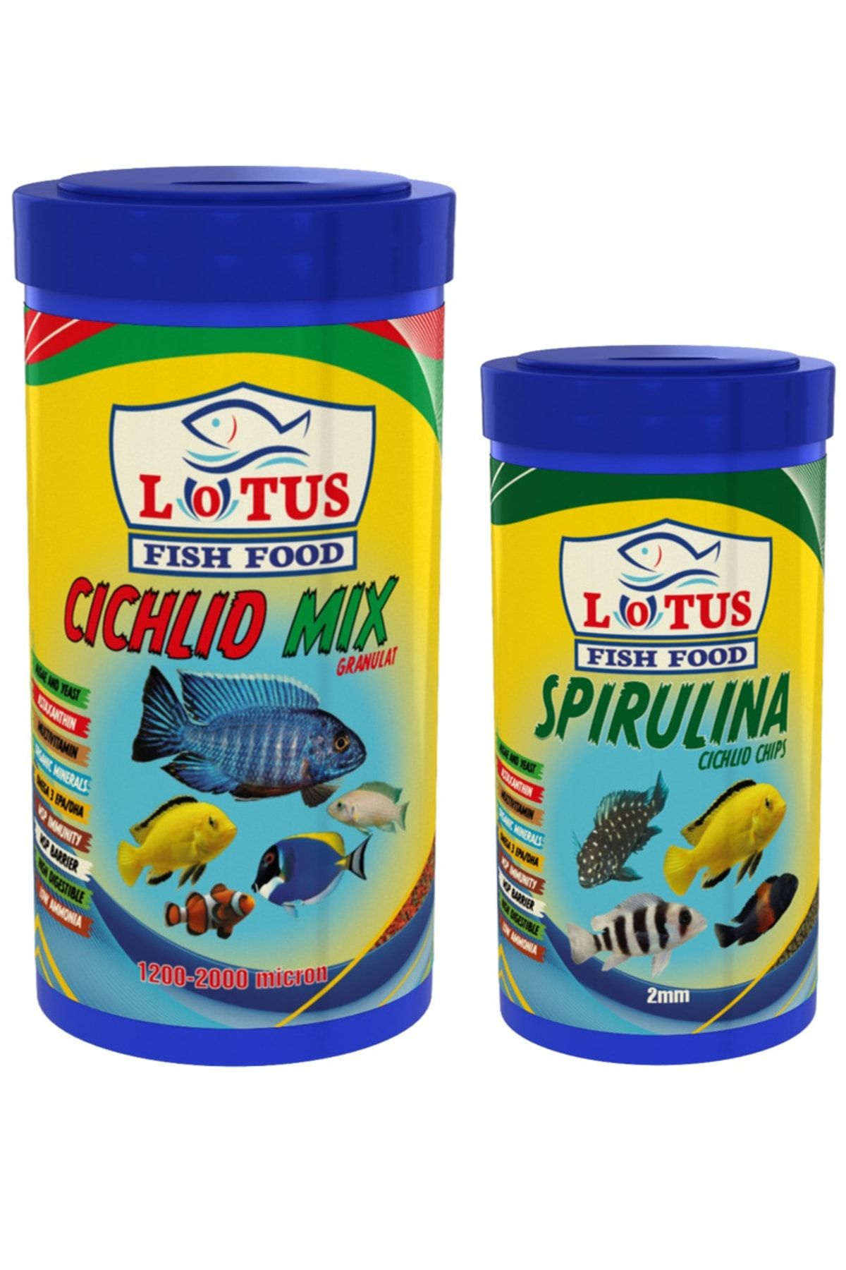 Lotus Cichlid Mix 1000 Ml + Spirulina 250 Ml Balık Yemi