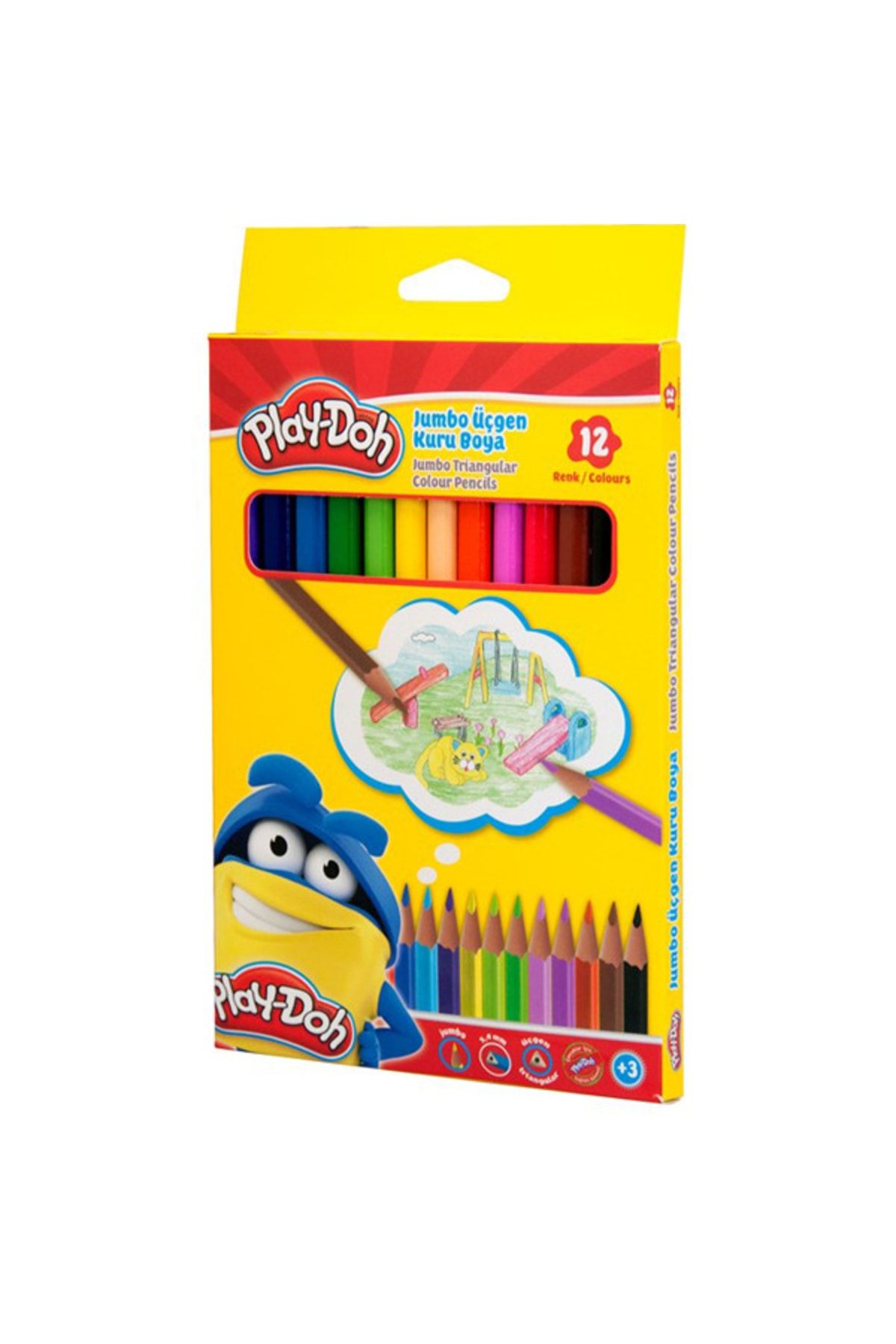 Play Doh Play-doh Kuru Boya Jumbo Üçgen 12 Renk Play-ku008