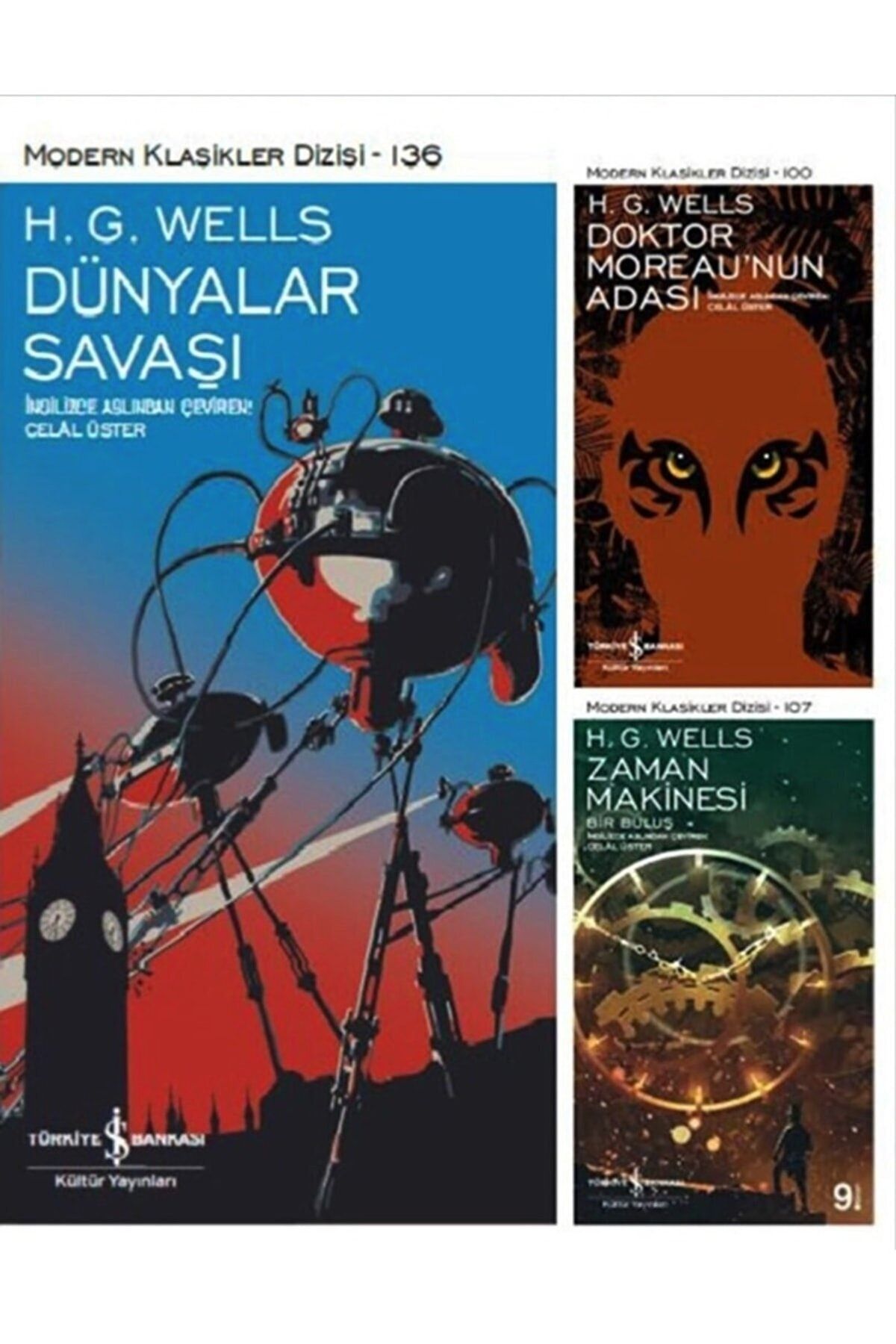 Türkiye İş Bankası Kültür Yayınları H.g. Wells 3 Kitap Set / Zaman Makinesi - Doktor Moreau'nun Adası - Dünyalar Savaşı