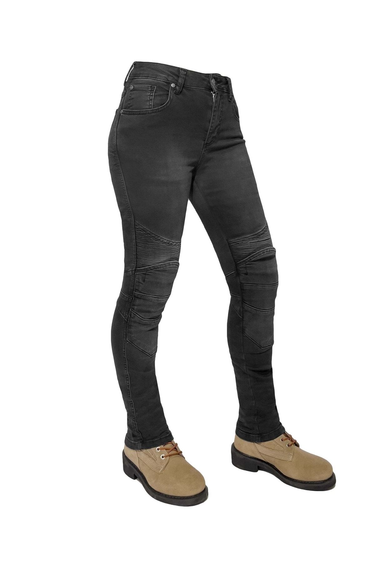 The Biker Jeans Evo Ultra Flexi Smoky Black Korumalı Motosiklet Kot Pantolonu Kadın