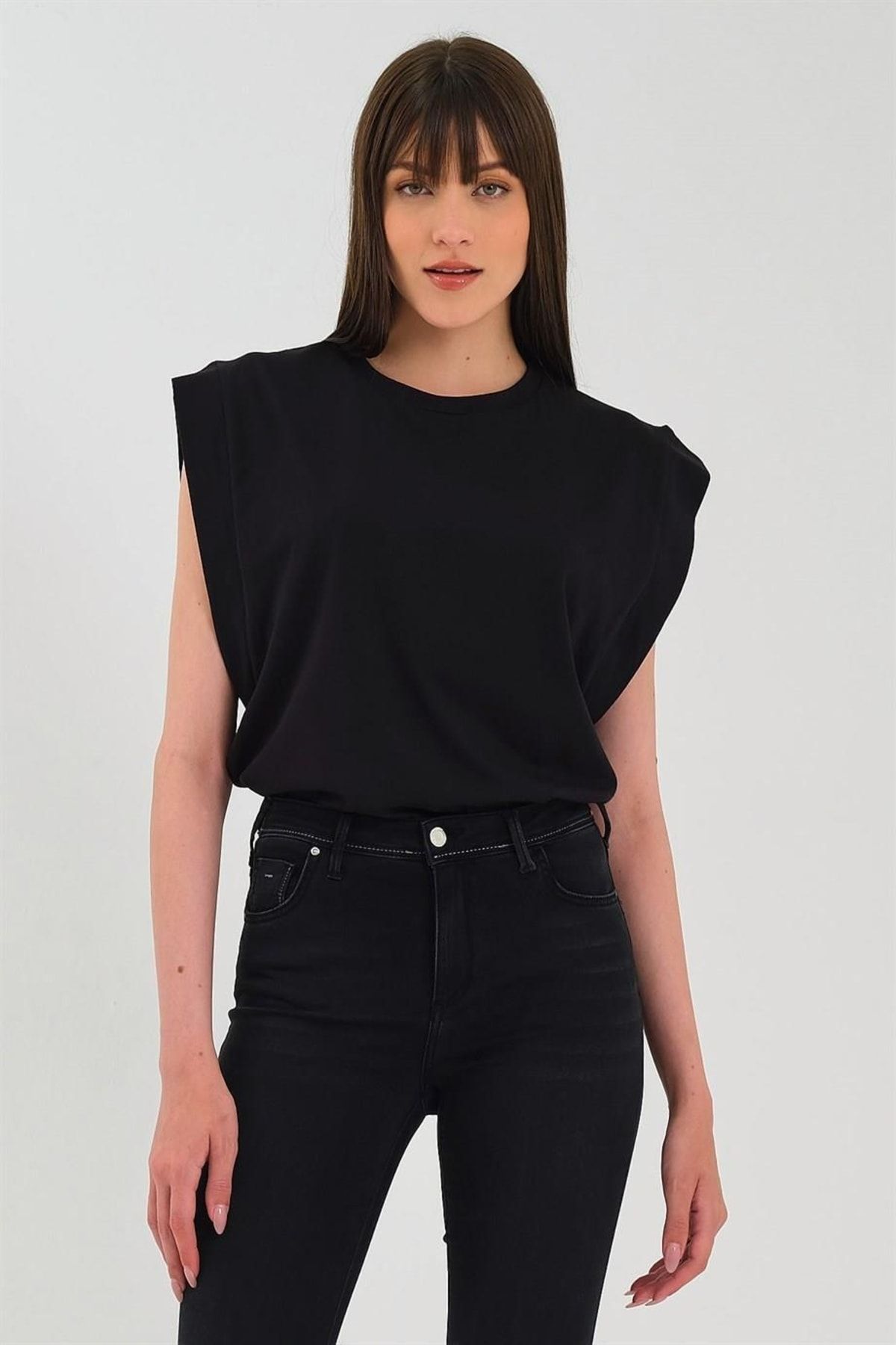 ESPİNA Kadın Kolsuz Basic Örme T-shirt & Bluz