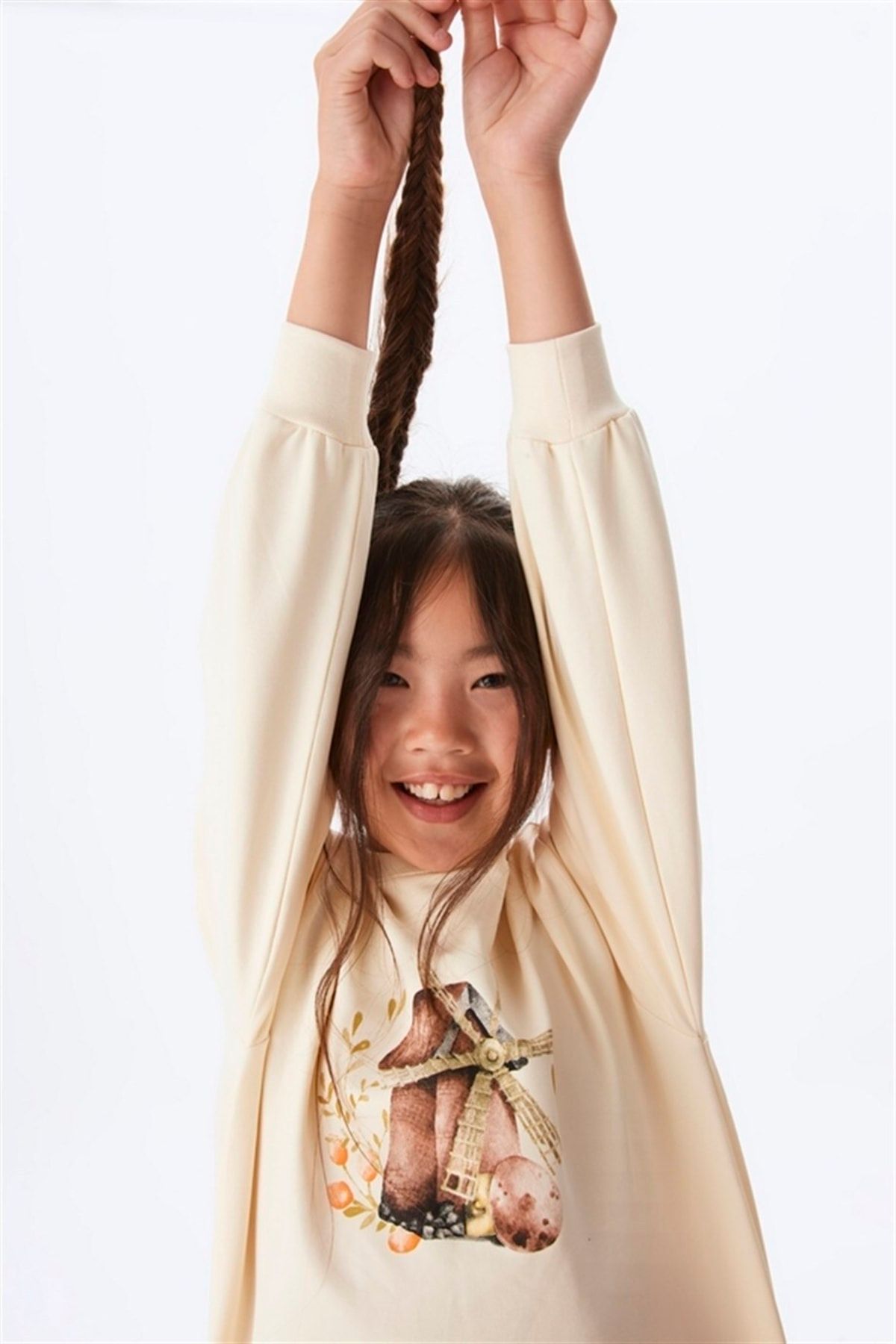 NK Kız Çocuk Pamuklu Orta Kalınlıkta Yeldeğirmen Baskılı Tshirt