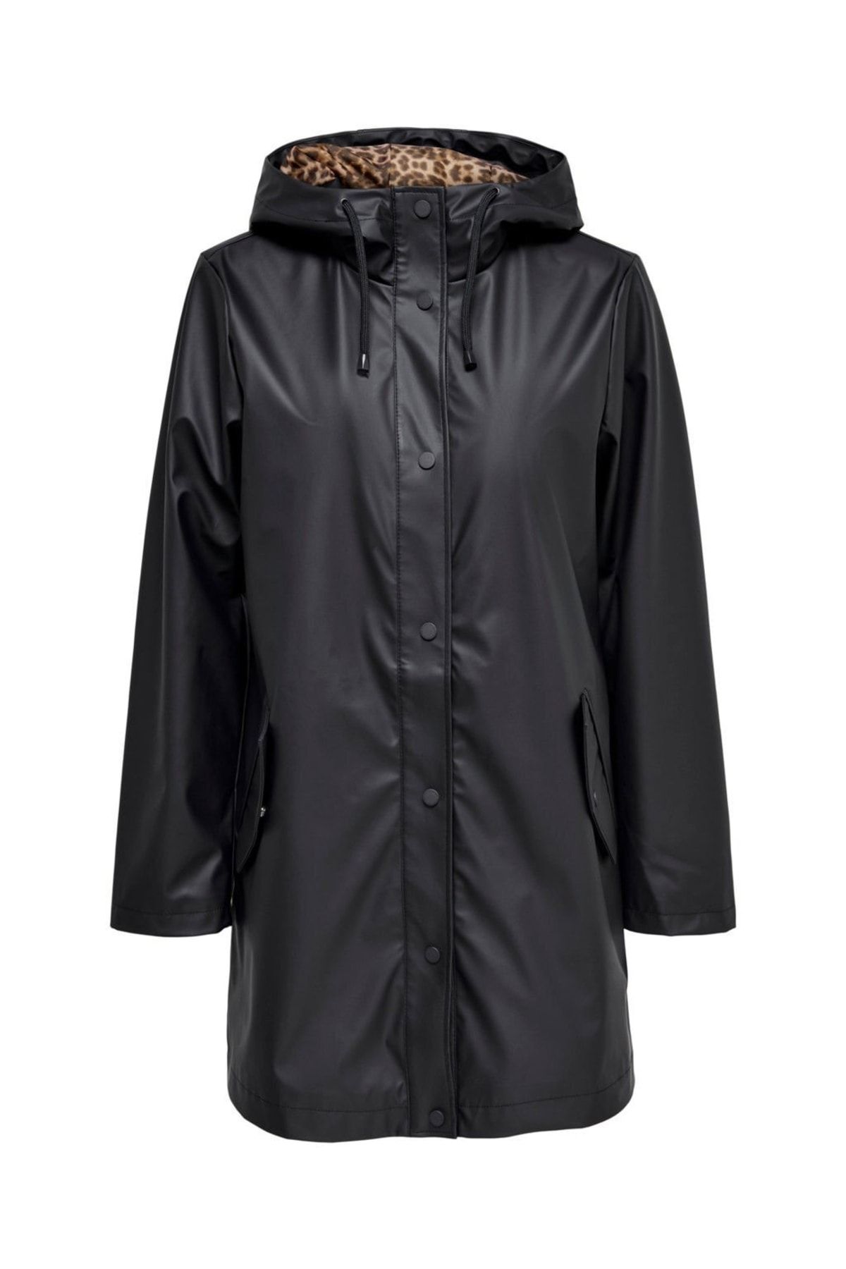 Only Kadın Leo Kapüşonlu Yağmurluk Ceket-siyah 15264846