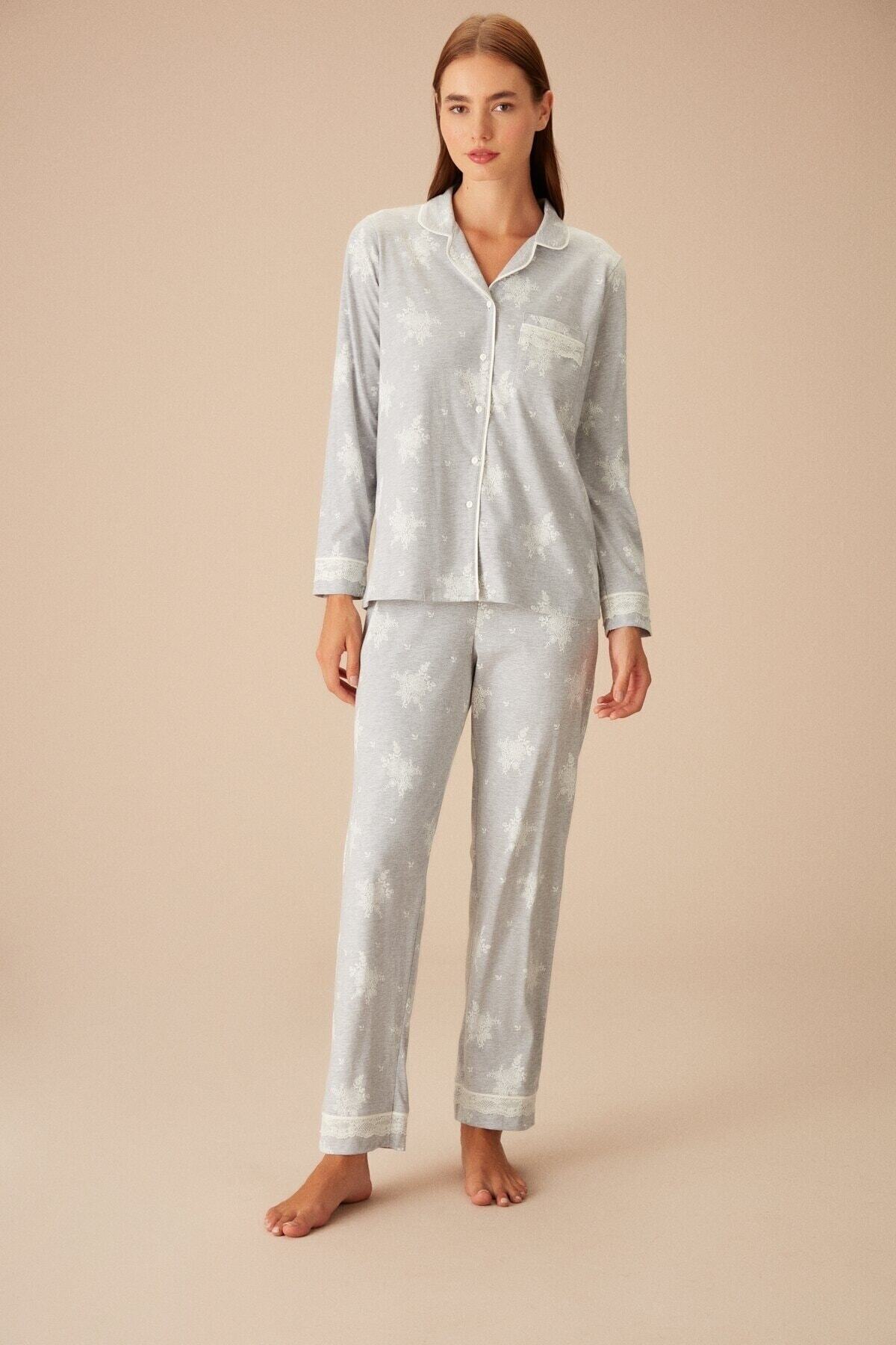 Suwen Griss Maskülen Pijama Takımı SH23200660B