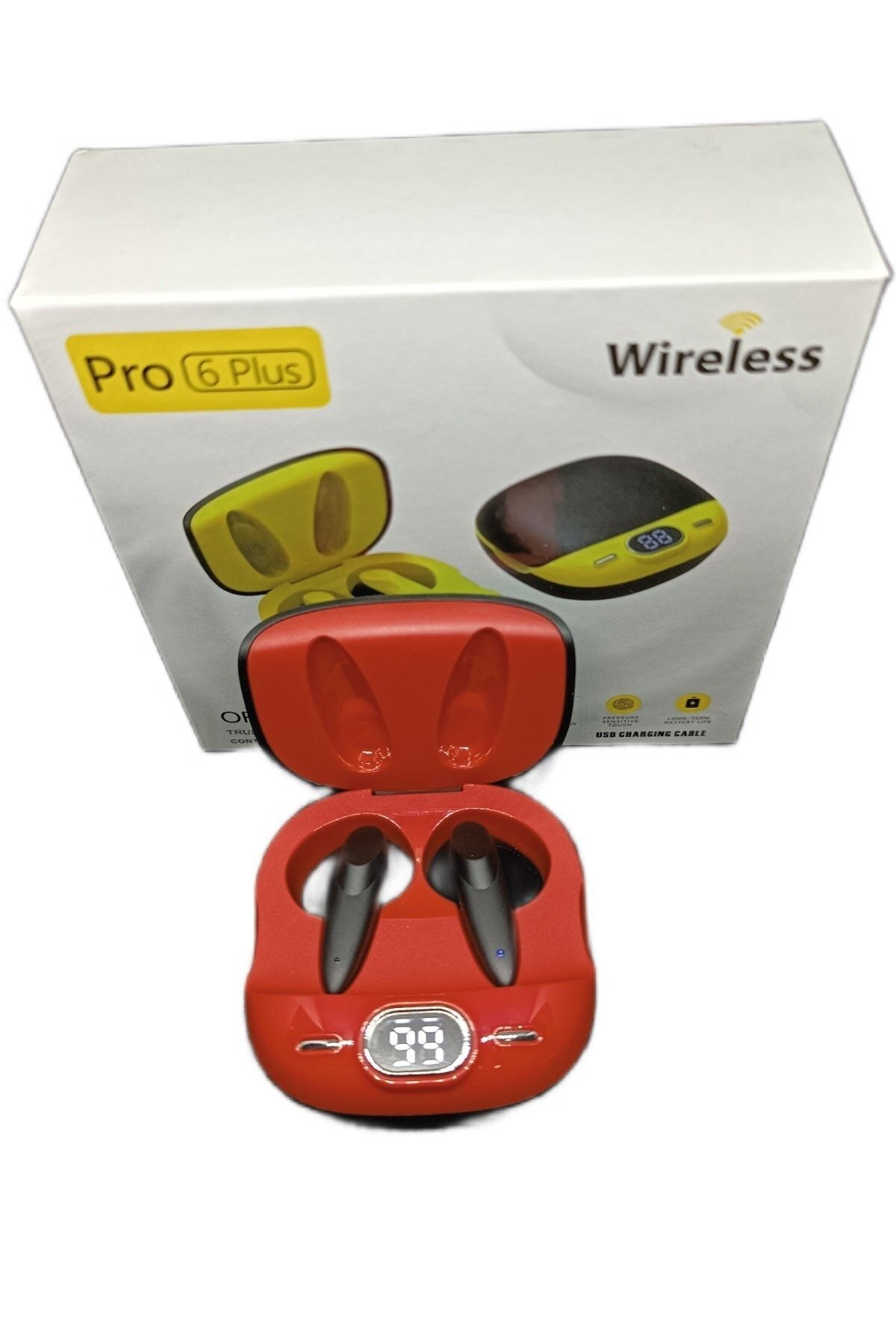 Anycast Pro6 Plus Kablosuz Led Işıklı Oyuncu Bluetooth Kulaklık 5.0 Kırmızı