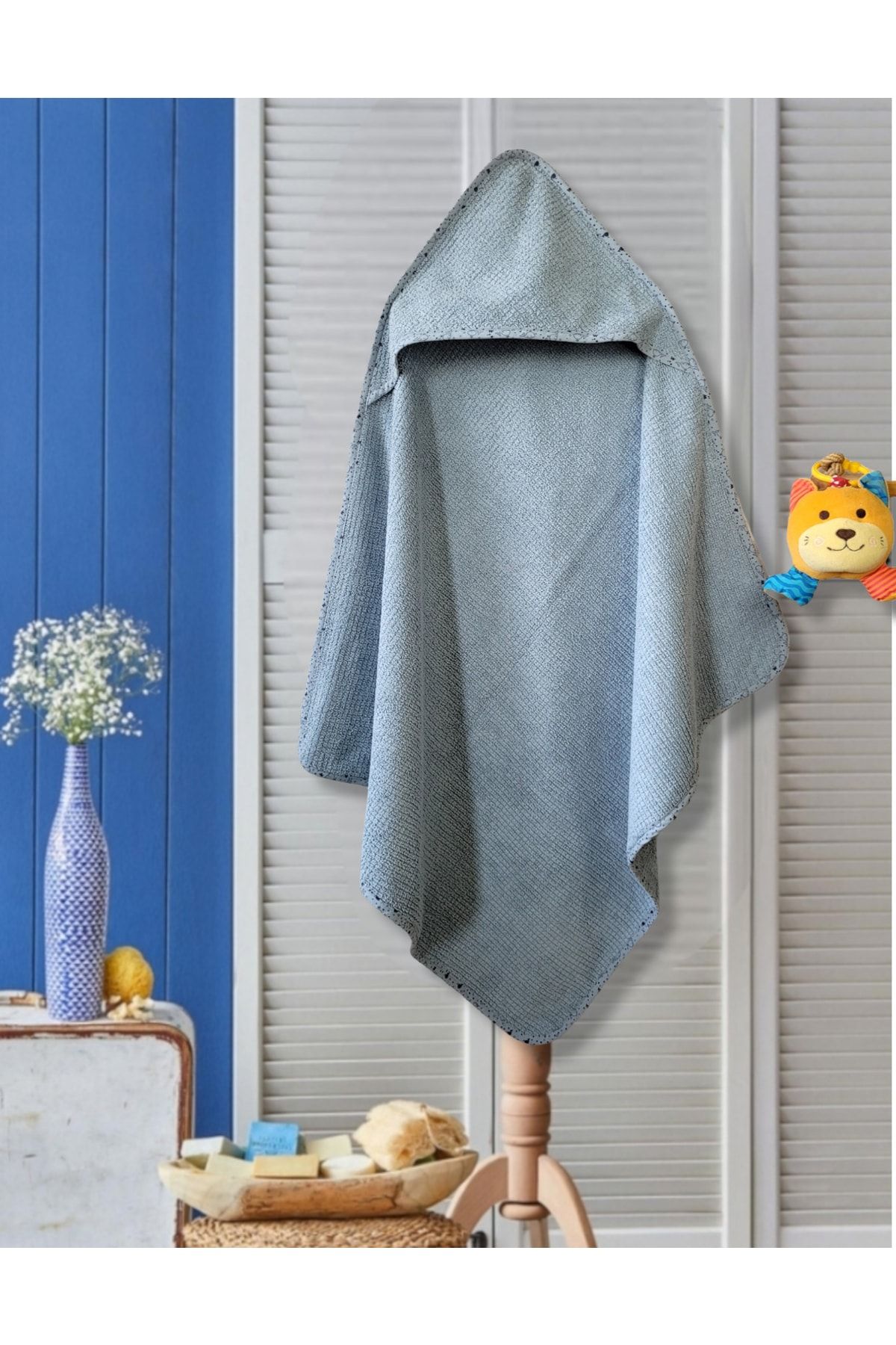 Alpar Tekstil Yumuşacık Yenidoğan/bebek Banyo Havlu Kundak 80*80cm - A. Mavi