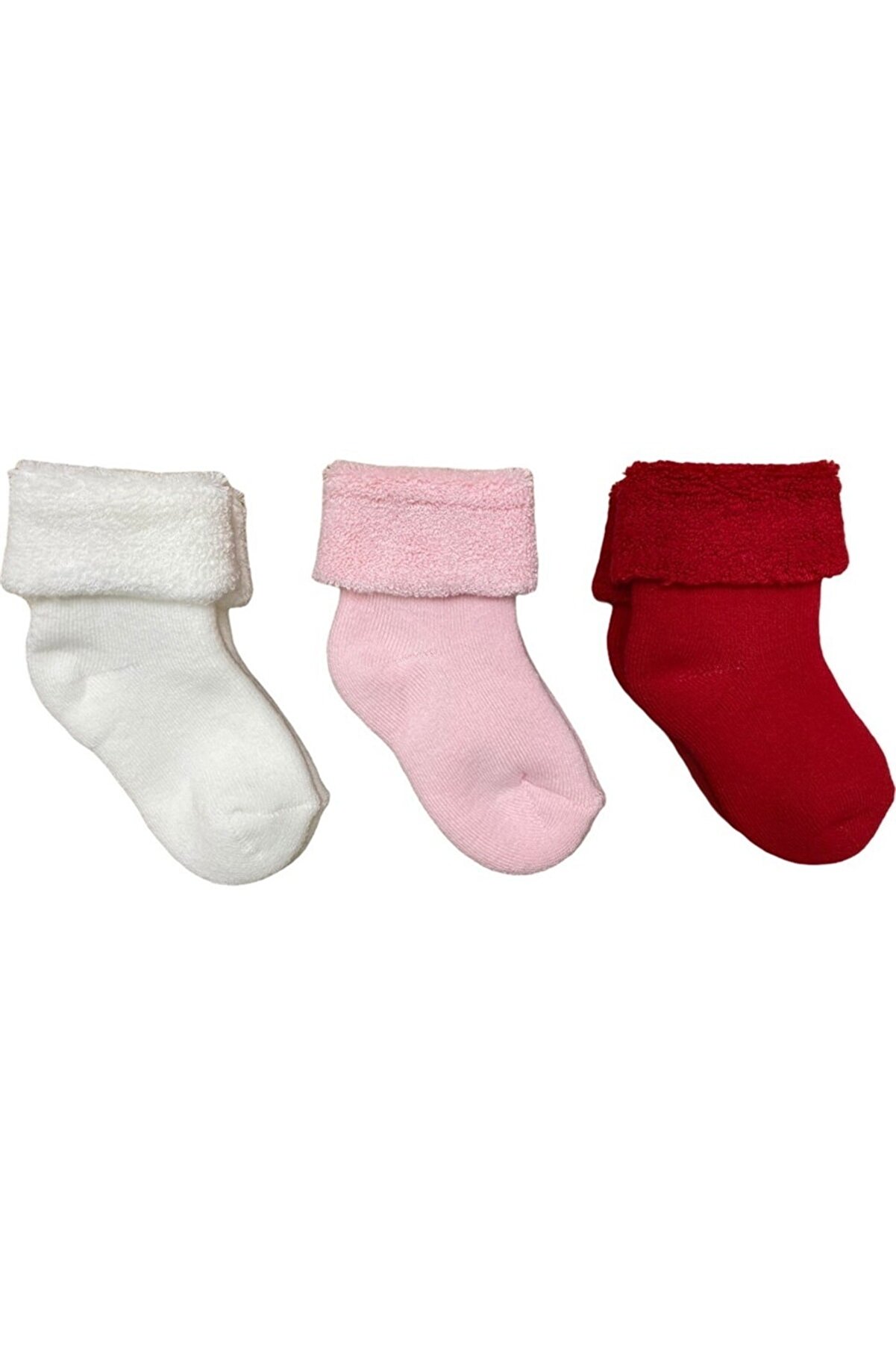 Belyy Socks 3'lü Kışlık Havlu Renkli Kız Bebek Çorabı