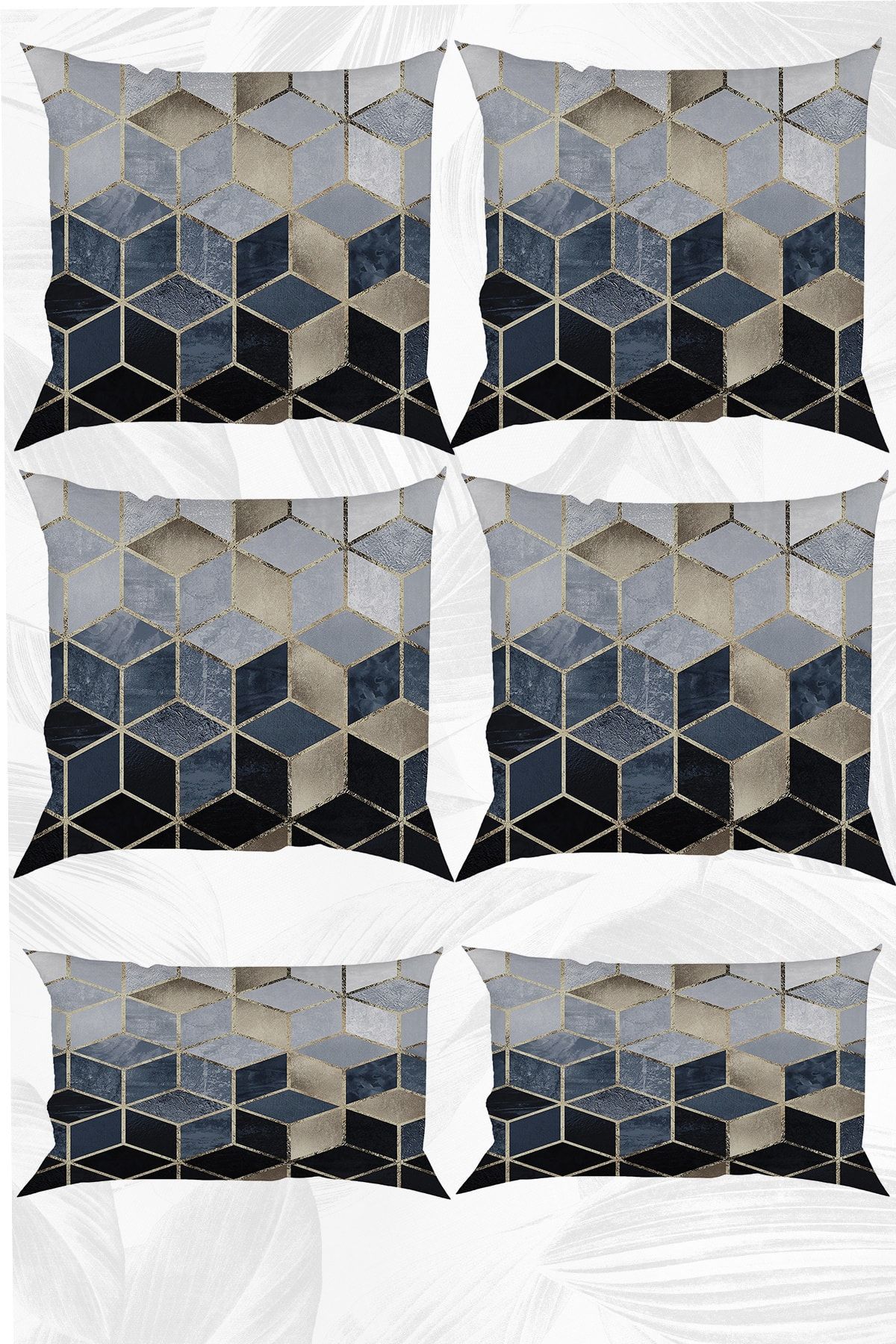 stellahomes Siyah Mozaik Çift Tarafı Baskılı 43x43 Ve 30x50 Kırlent Yastık Kılıfı 6'lı Set