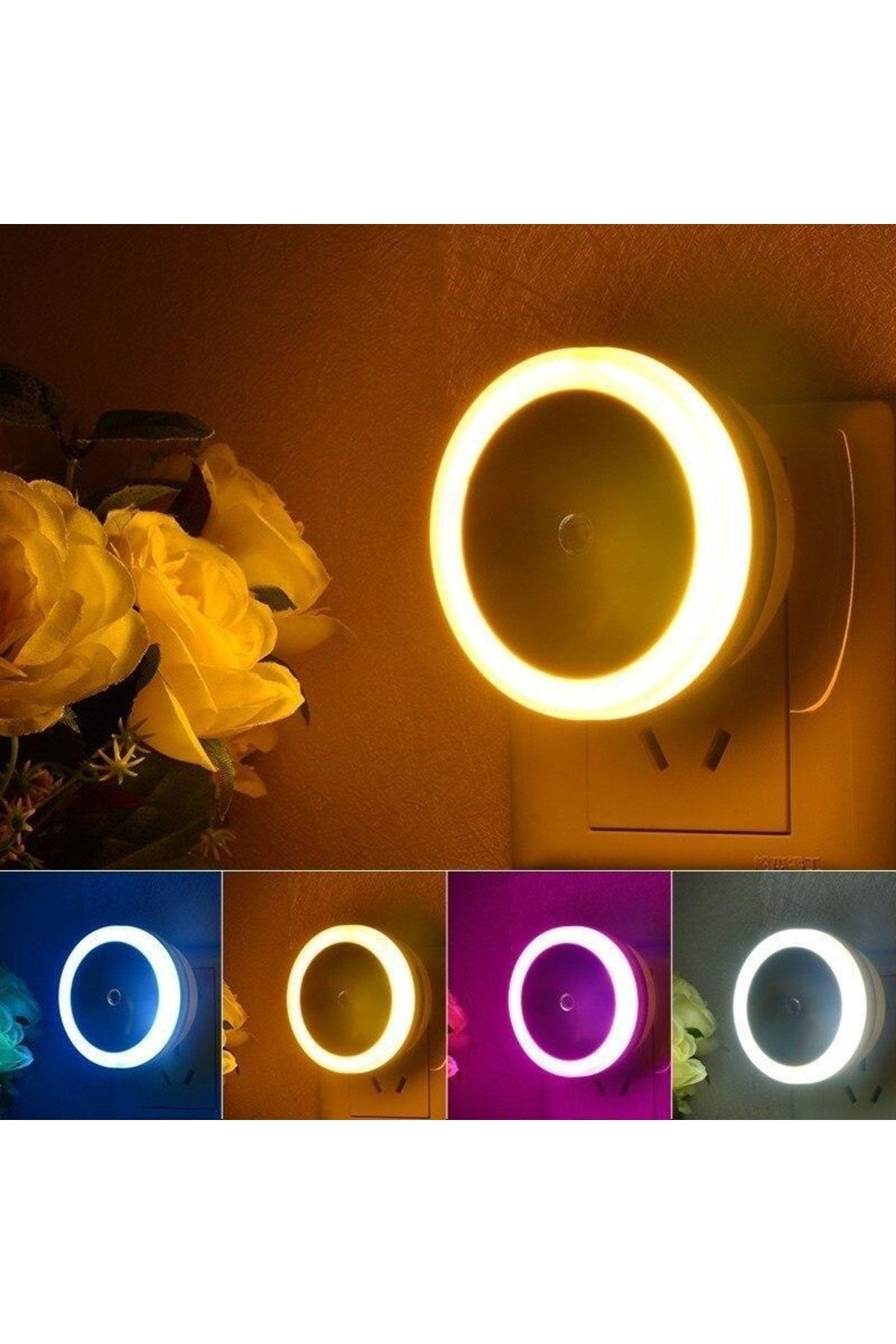ZFN Fotoselli Mercekli Otomatik Yanıp Sönen Led Gece Lambası - Sarı
