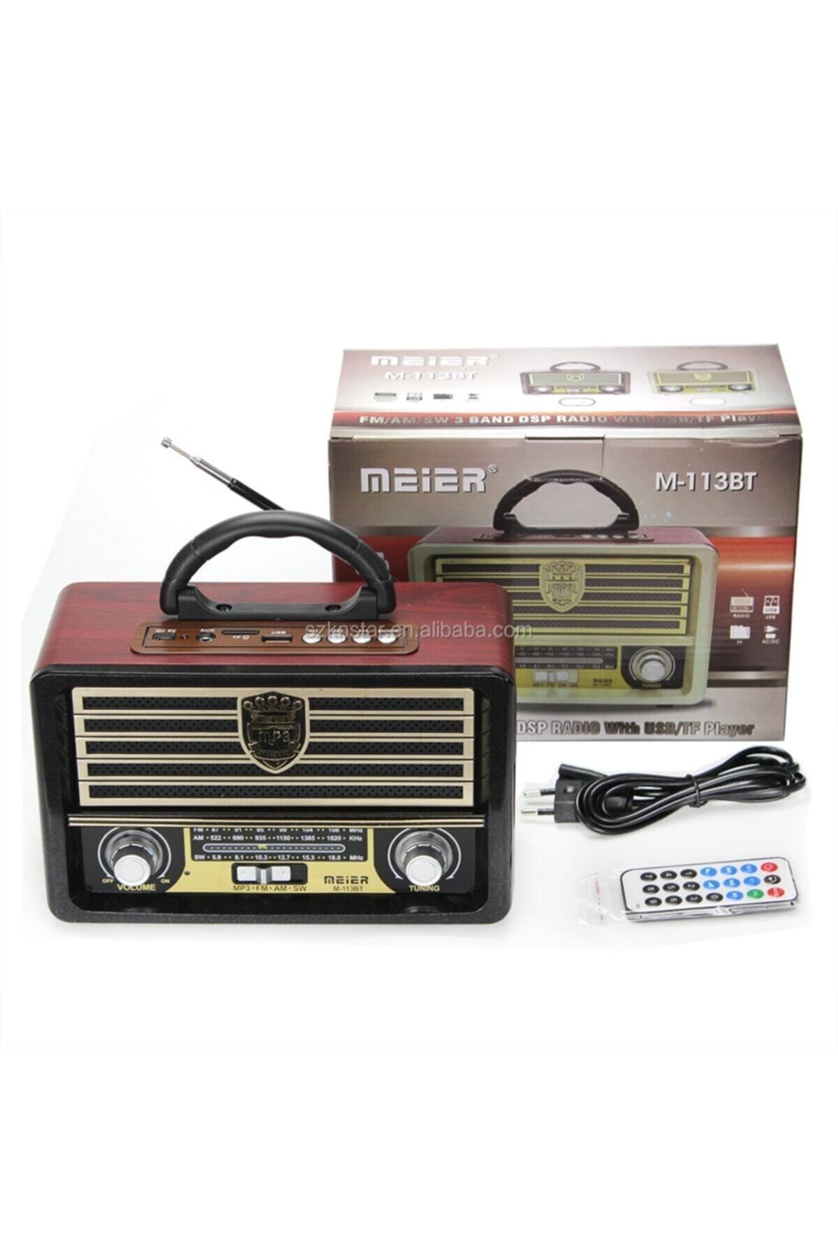 Meier M-113bt Nostaljik Retro Ahşap Bluetooth Hoparlör Fm Radyo