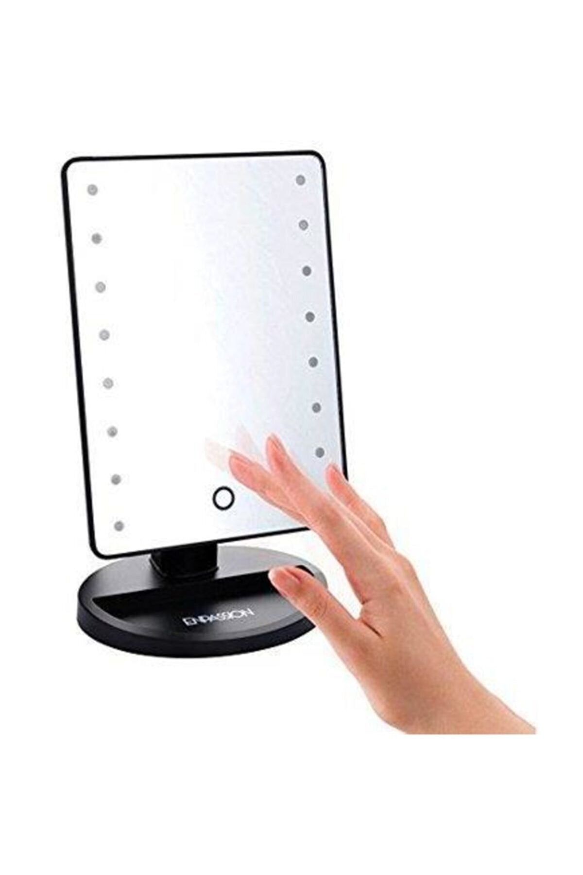Asfal Masaüstü Led Işıklı Dokunmatik Makyaj Aynası Ayarlanabilir Pilli Make Up Mirror 21cmx17cm Siyah