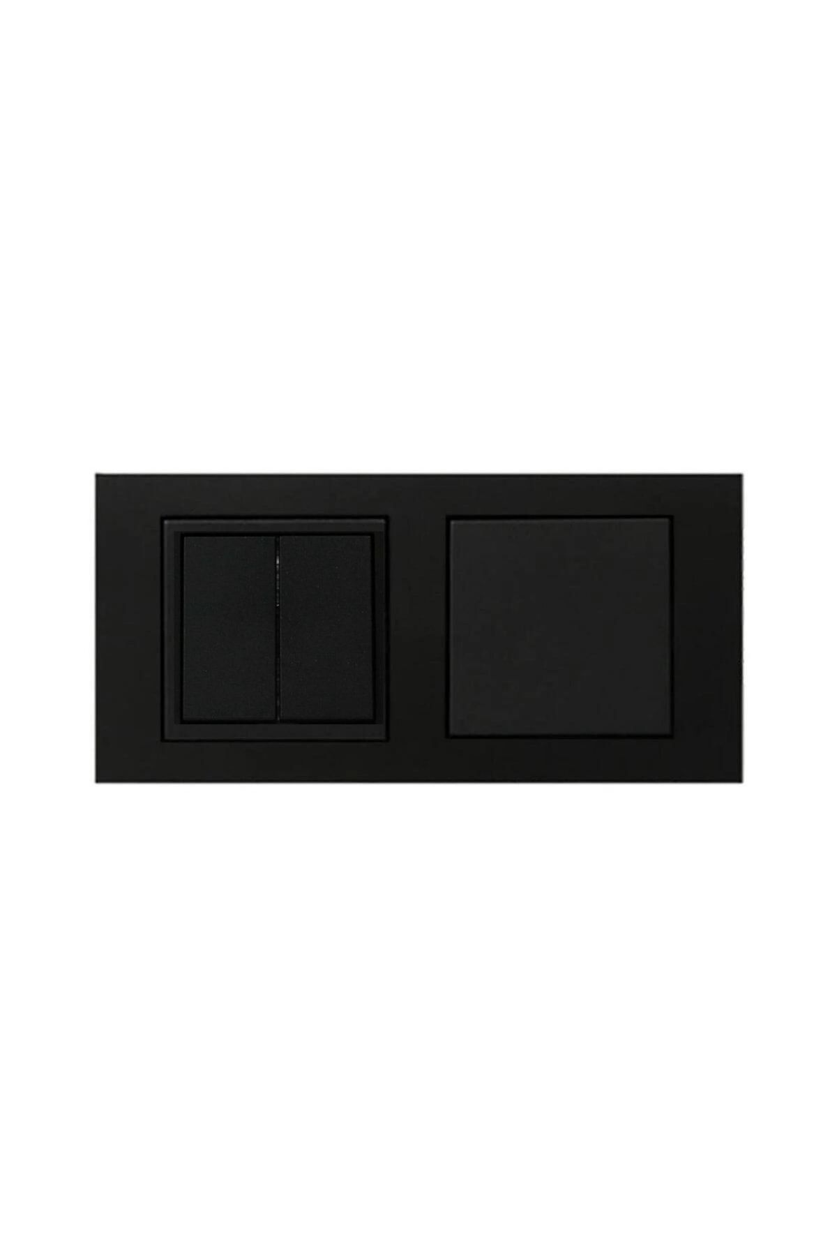 OVİVO Grano Siyah Anahtar + Komütatör (ikili) Anahtar Set