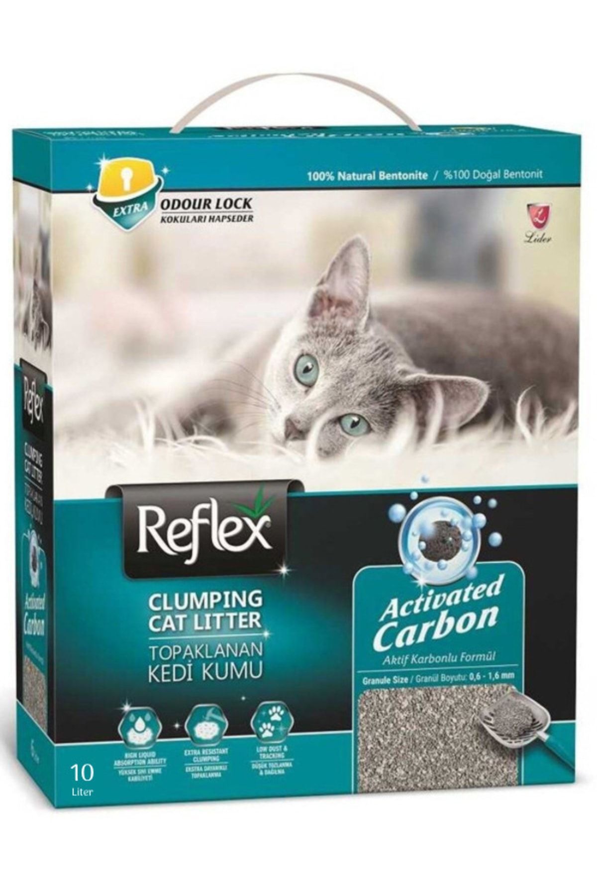 Reflex Activated Carbon Clumping Cat Litter Aktif Karbonlu Topaklanan Koku Hapseden Kedi Kumu 10 Lt