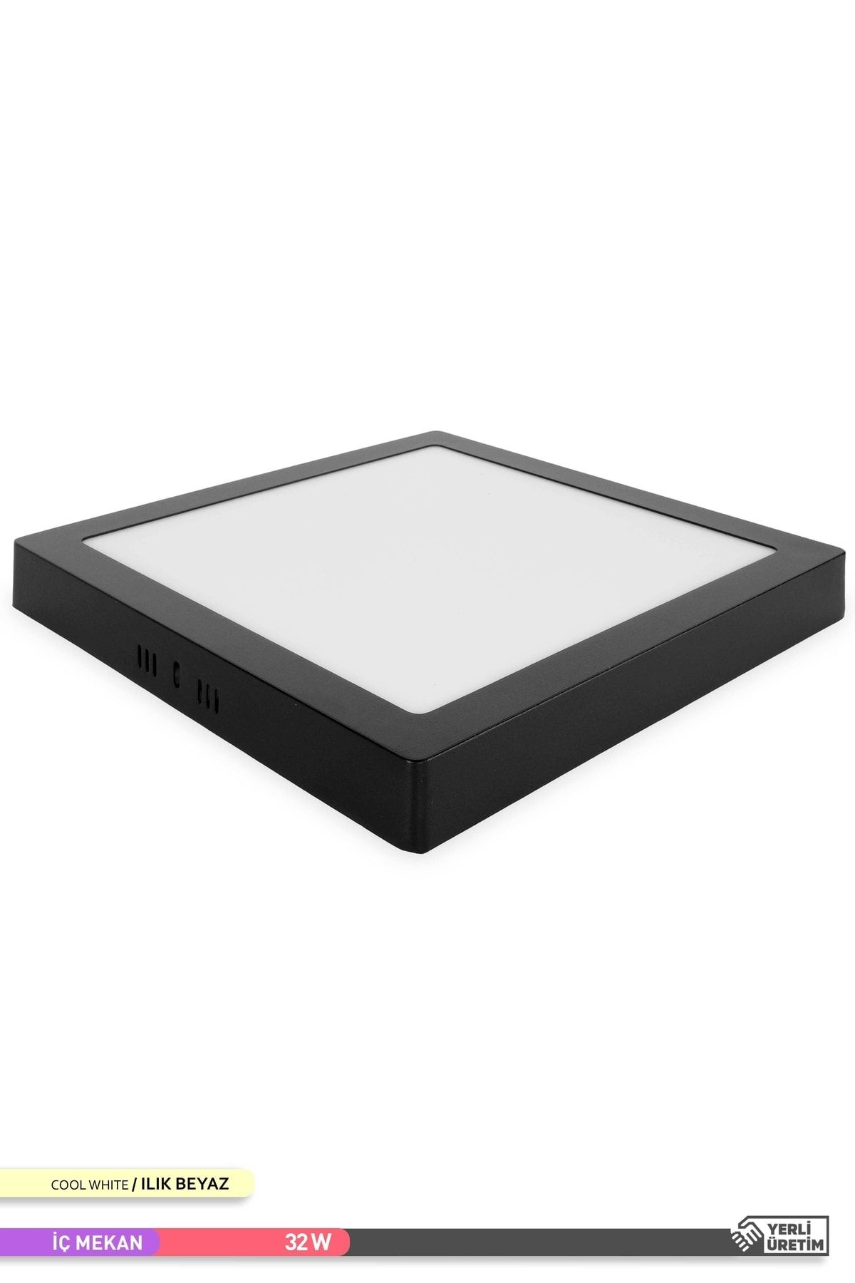 Ack 32W Siyah Sıva Üstü Kare Led Panel Armatür - 6500K Beyaz Işık