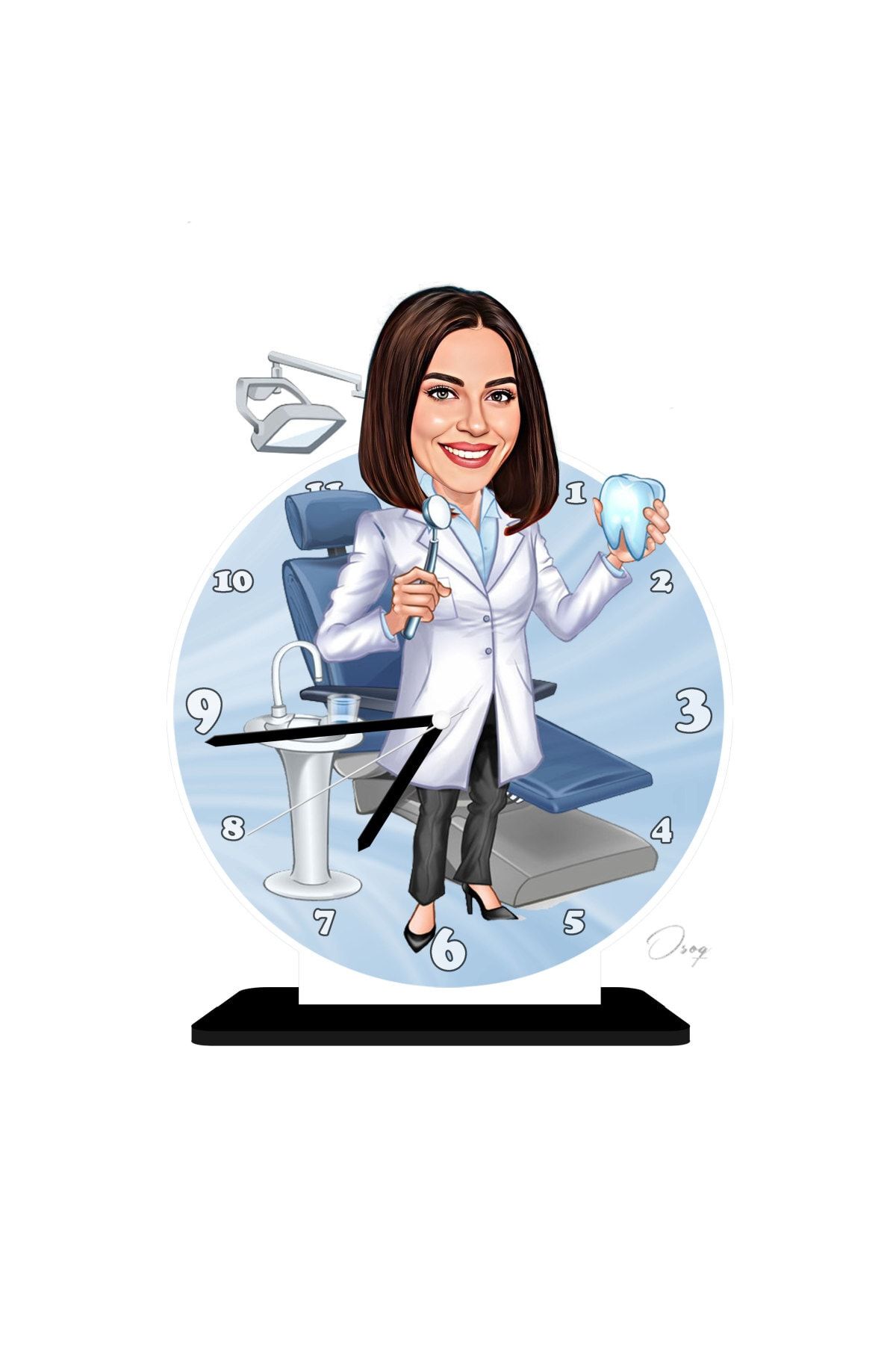 ekart Kişiye Özel Kadın Diş Doktoru Şekilli Masa Saati