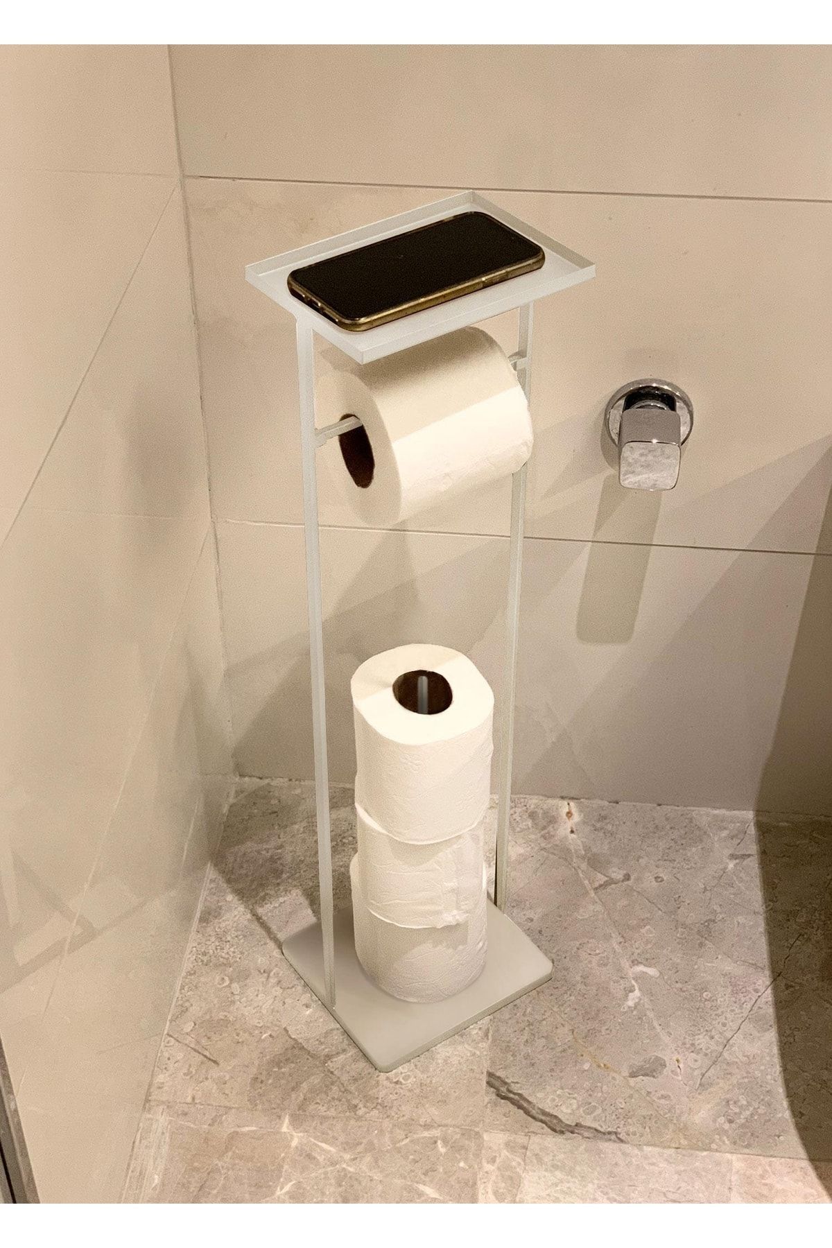 The Mia Tepsili Tuvalet Kağıdı Standı Beyaz 54x15x12 Cm