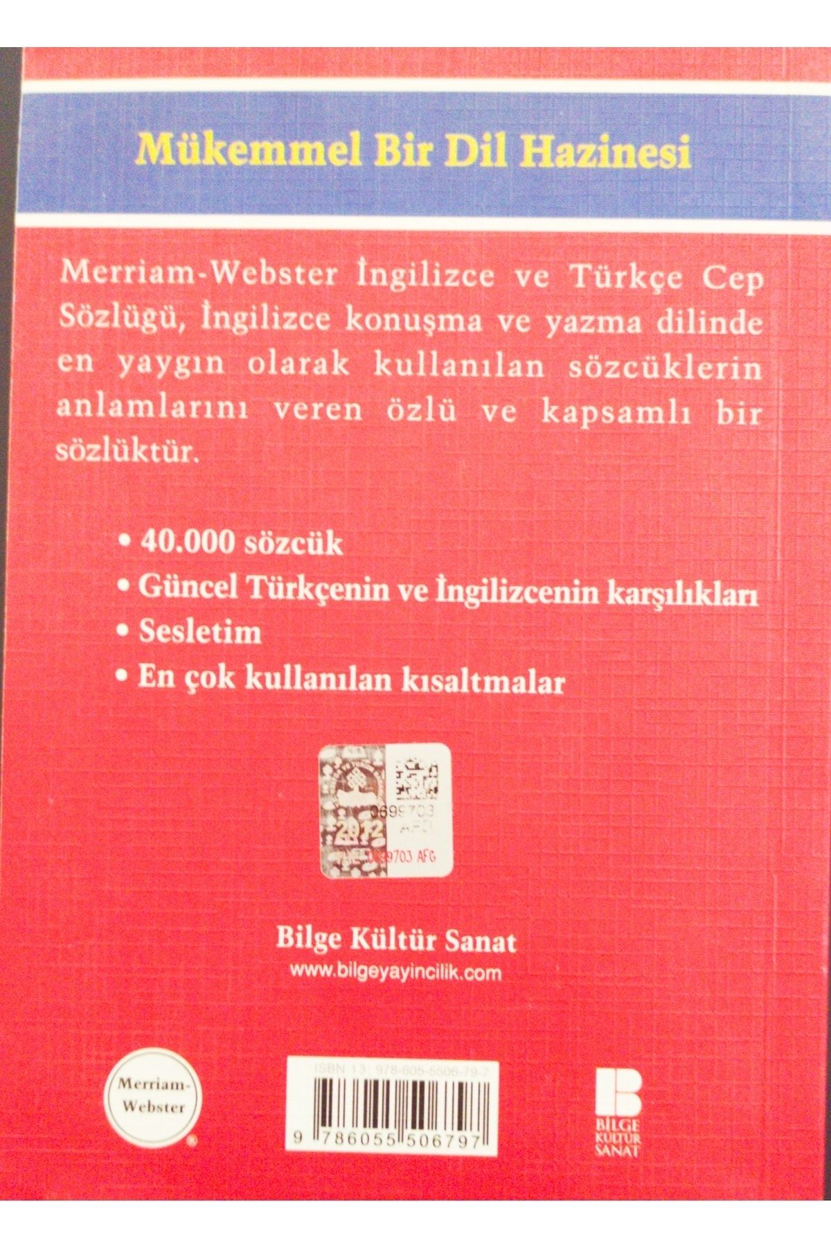 Bilge Kültür Sanat Merrıam Webster's Pocket Dıctıonary Englısh-turkısh Turkısh-englısh