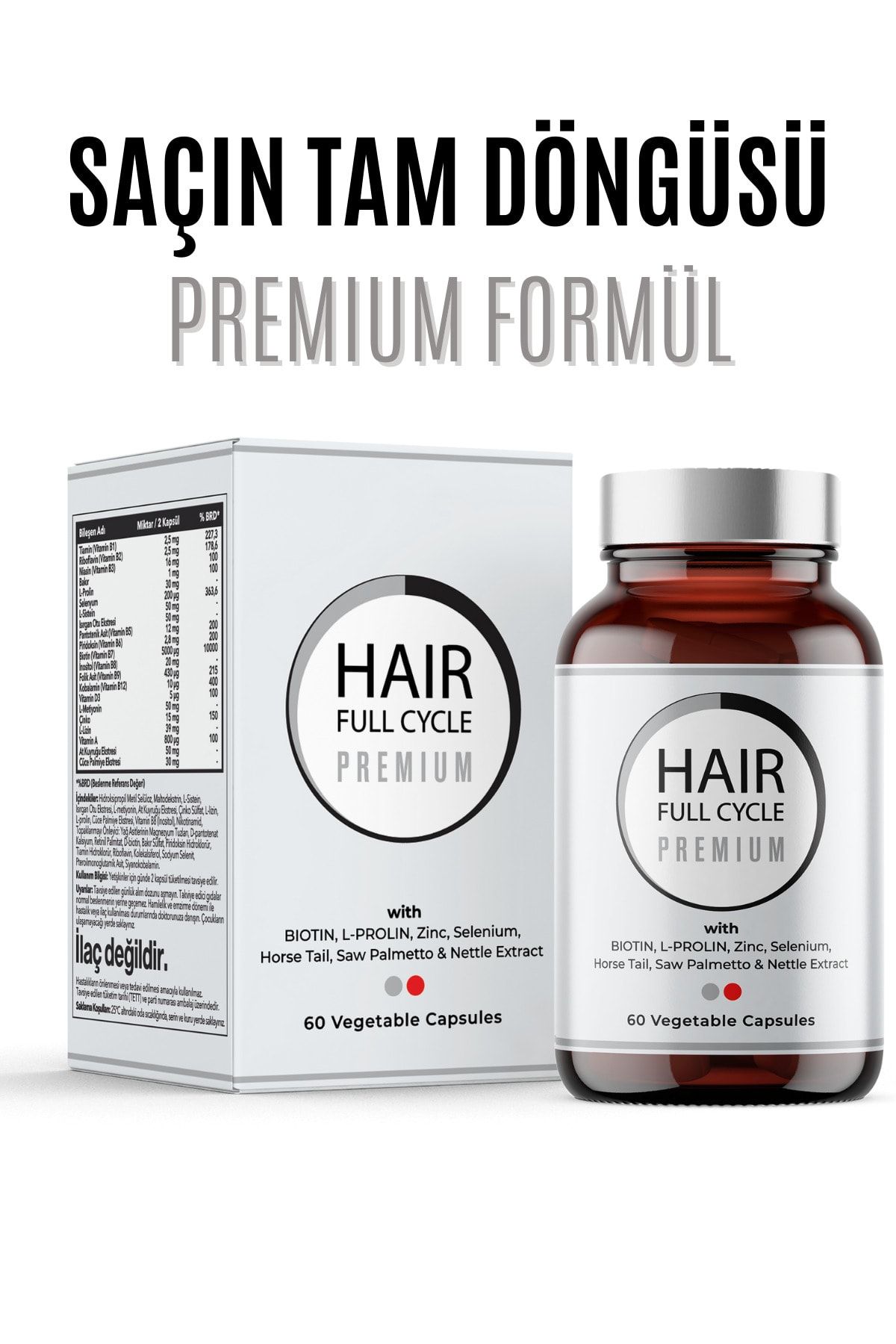 HFC Hair Full Cycle Premium Saç Vitamini 60 Vegan Kapsül