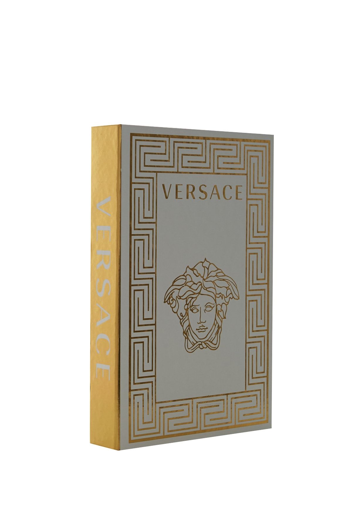 irayhomedecor Versace Beyaz Gold Dekoratif Kitap Kutusu
