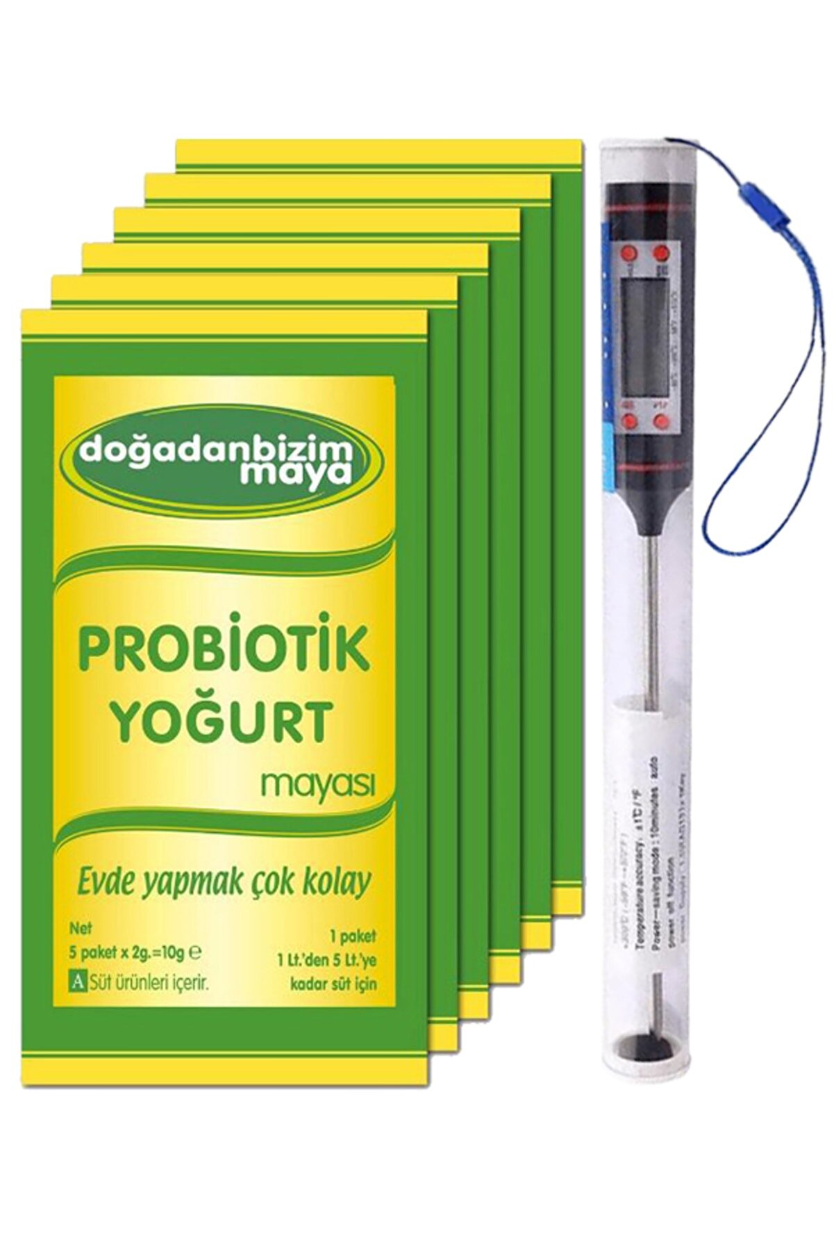 Genel Markalar Probiyotik Yoğurt Mayası 5 Li Paket 6 Kutu - Gıda Termometresi 1 Adet
