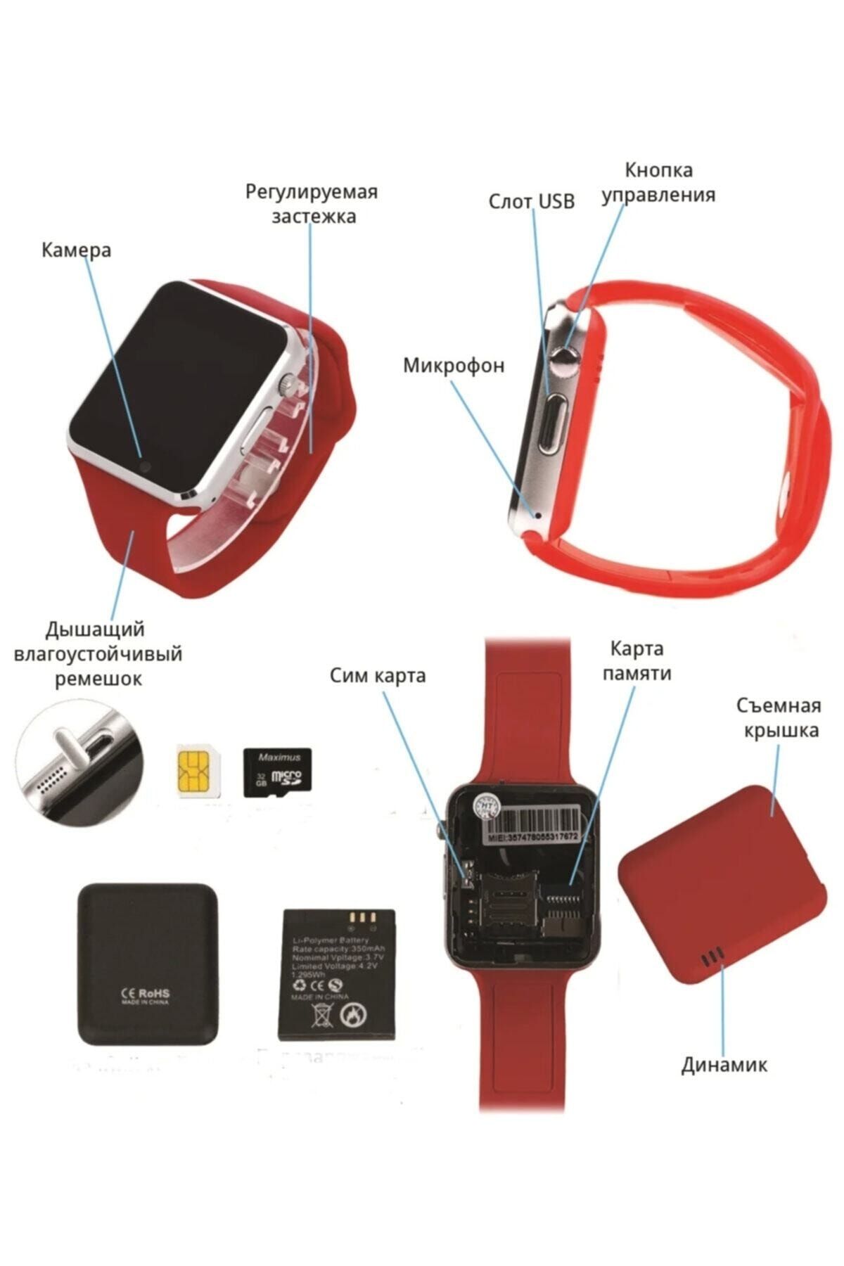 SmartWatch A1 Yeni Üretim Sim Kartlı Akıllı Çocuk Saati Renk Kırmızı (Imei Kayıtlı) Fırsatkapida