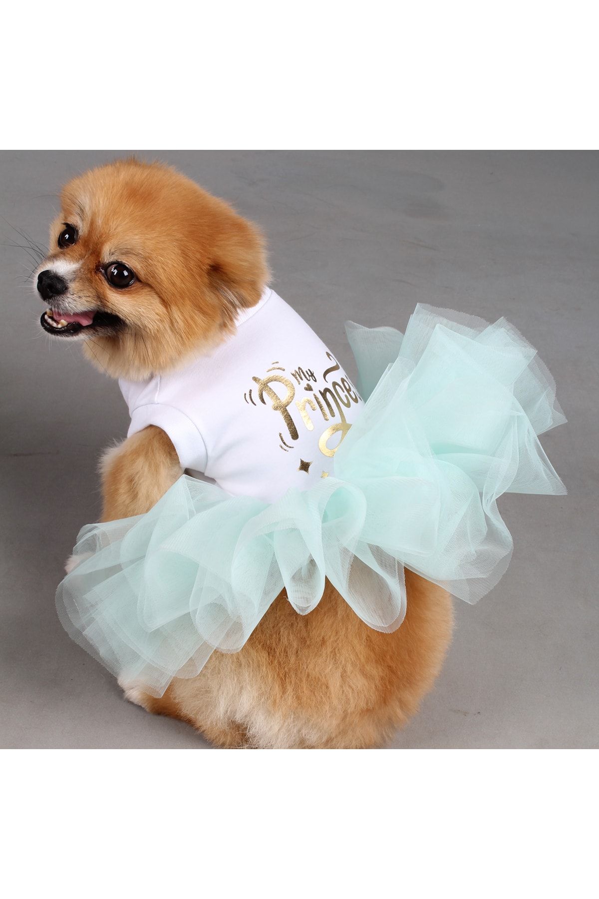MAXSTYLESPET Prenses Baskılı Tütülü Penye Elbise Kedi Köpek Kıyafeti