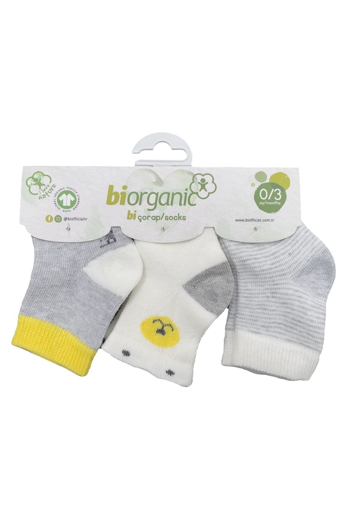 Biorganic Cute Bear 3'lü Bebek Çorabı 68363