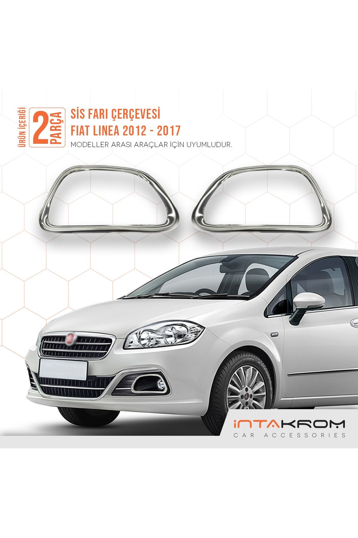 İntachrom Fiat Linea Krom Sis Farı Çerçevesi 2 Parça 2012-2017