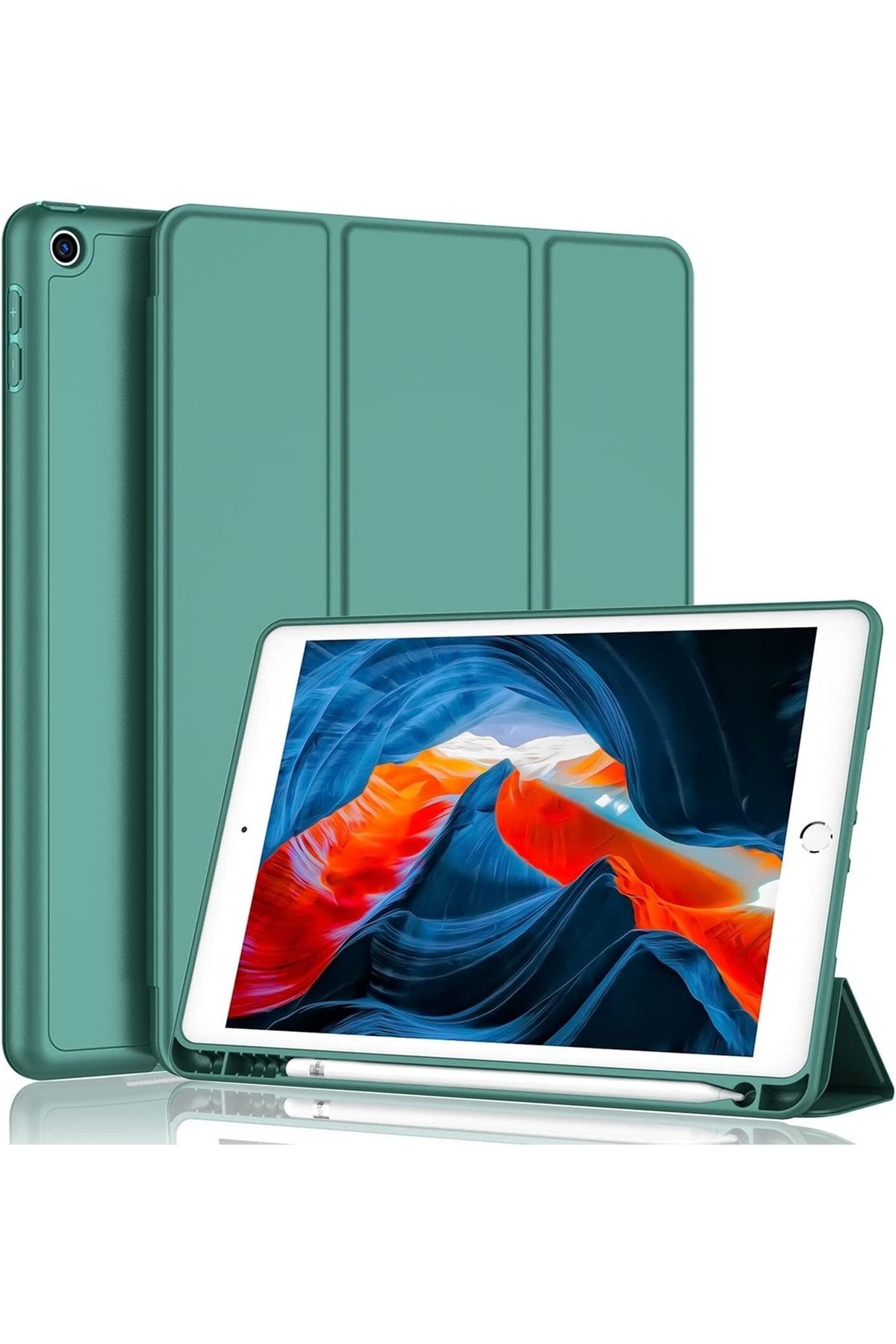 UnDePlus Iphone Ipad 7. Nesil 10.2 Uyumlu Kılıf Silikon Kalem Bölmeli Smart Case A2197 A2198 A2200