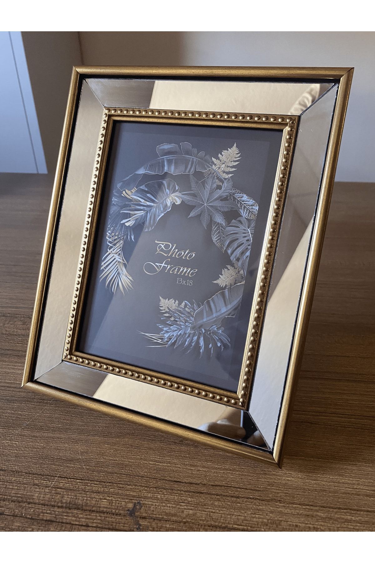 BELLARTE Aynalı Çerçeve, Cam Aynalı Altın Renk Çerçeveli Fotoğraf Çerçevesi, 13x18cm